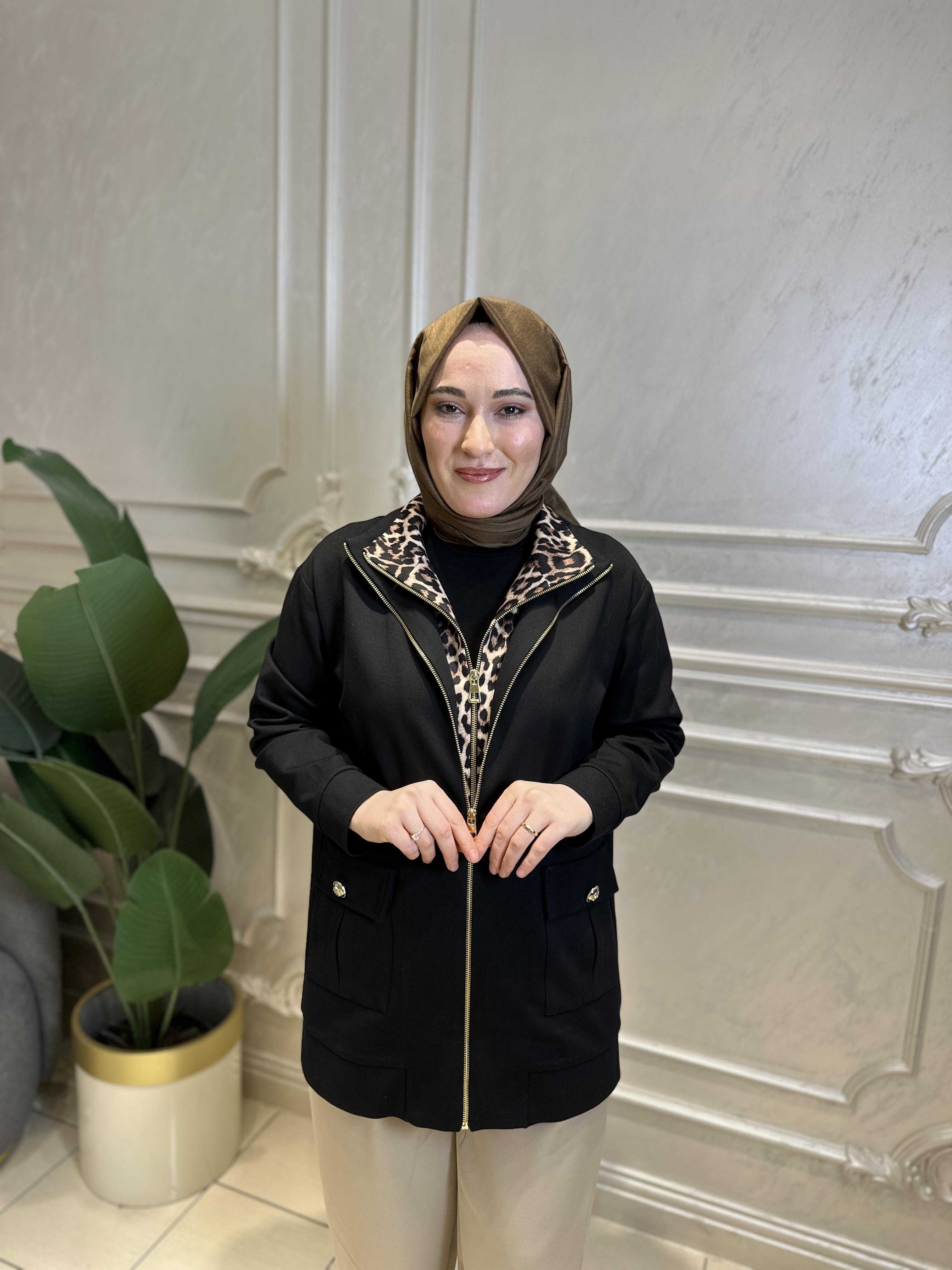7000 Leopar Kombinli Ceket