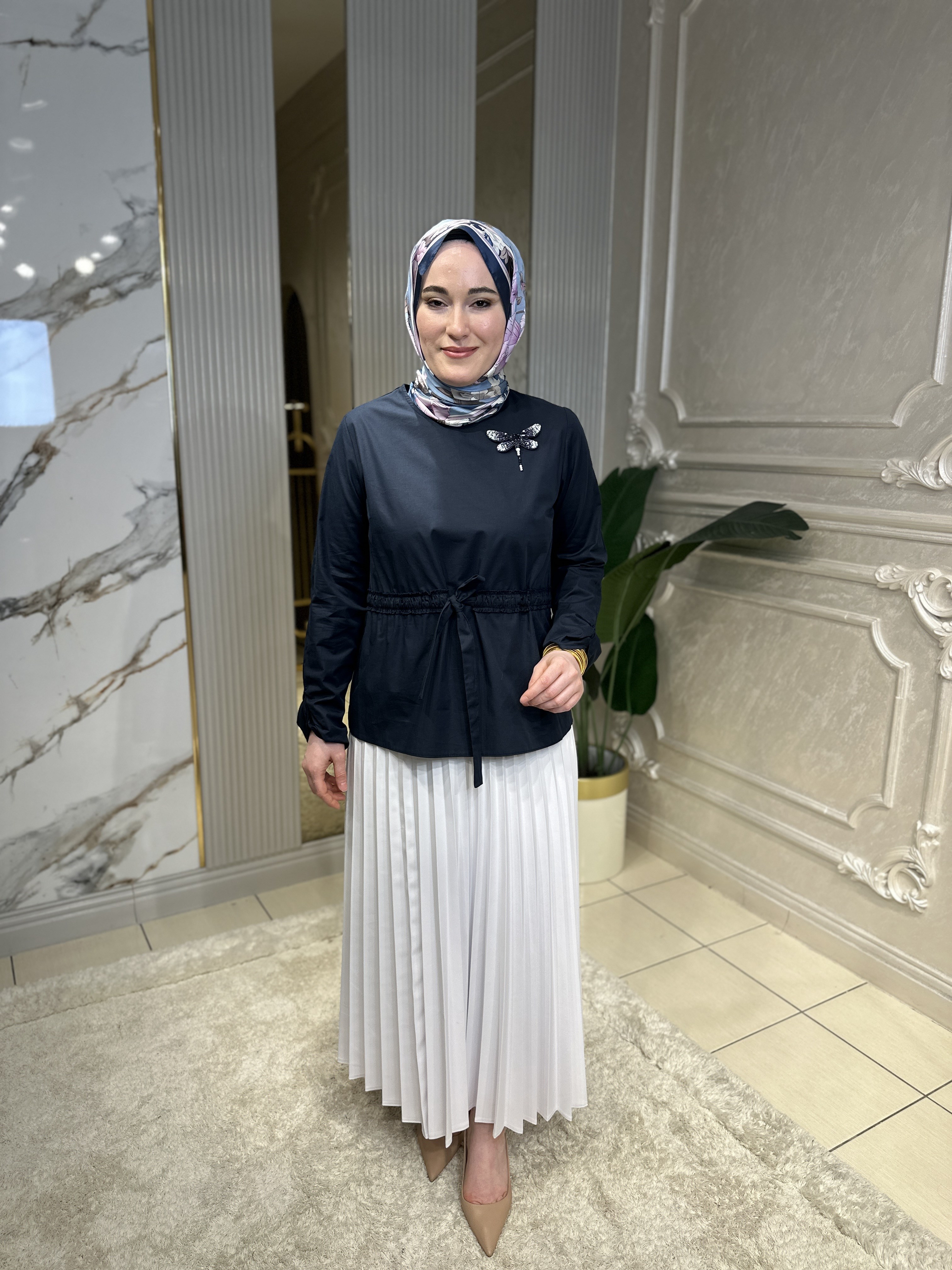 70029 Kelebekli Pamuk Cotton Bluz