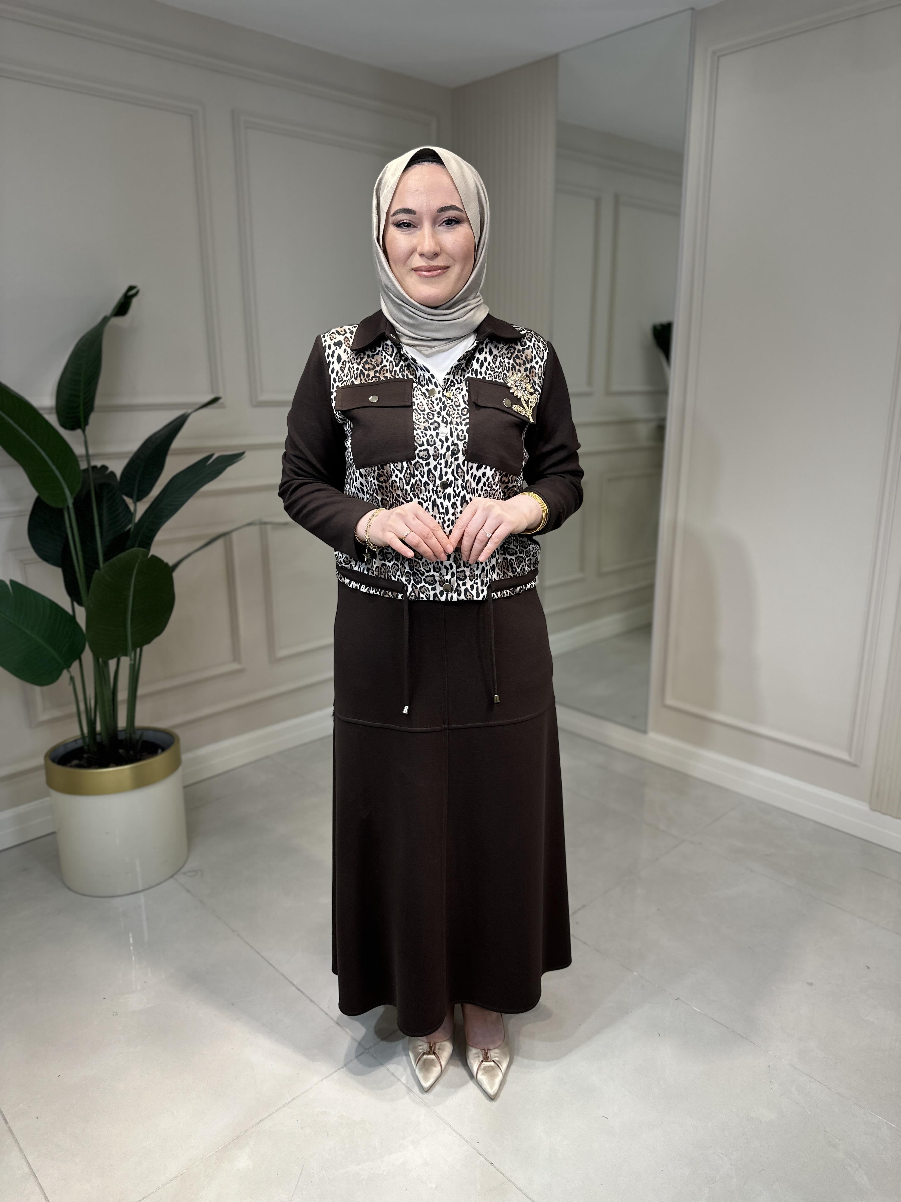 7320 Leopar Kombinli Etekli Takım