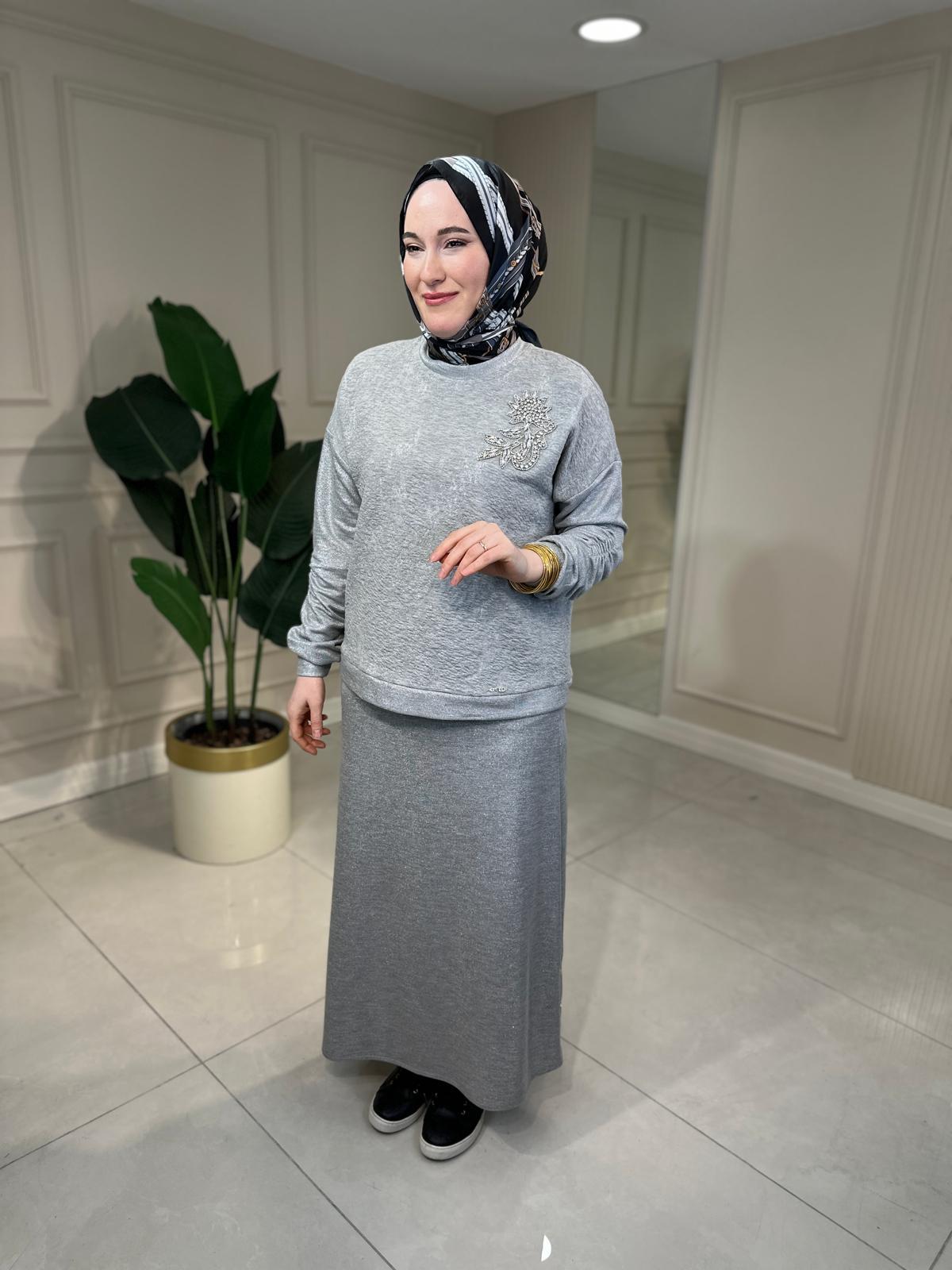 7322 Simli Örme Kumaş Etekli Takım