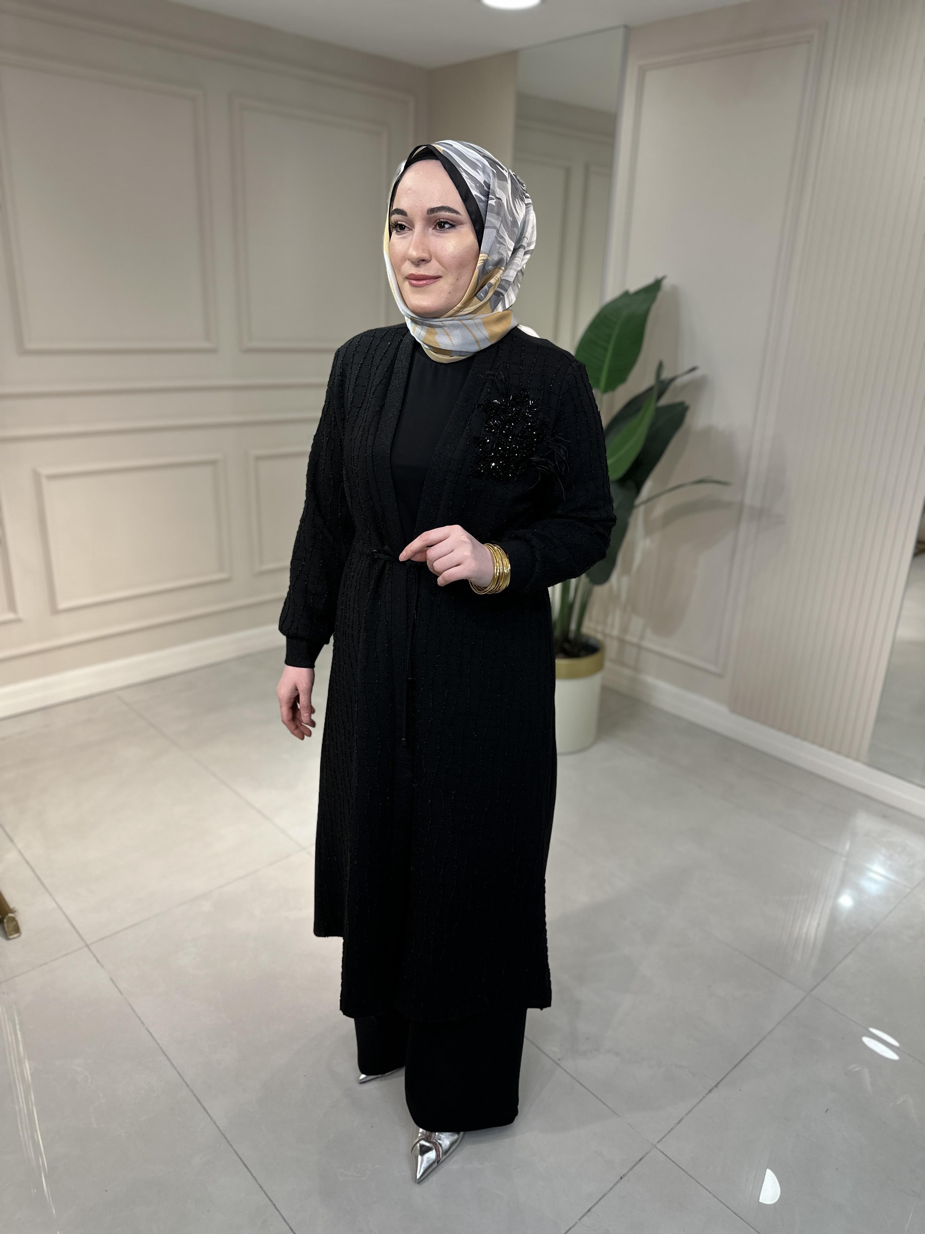 7336 Uzun Boy Kimono Üçlü Takım
