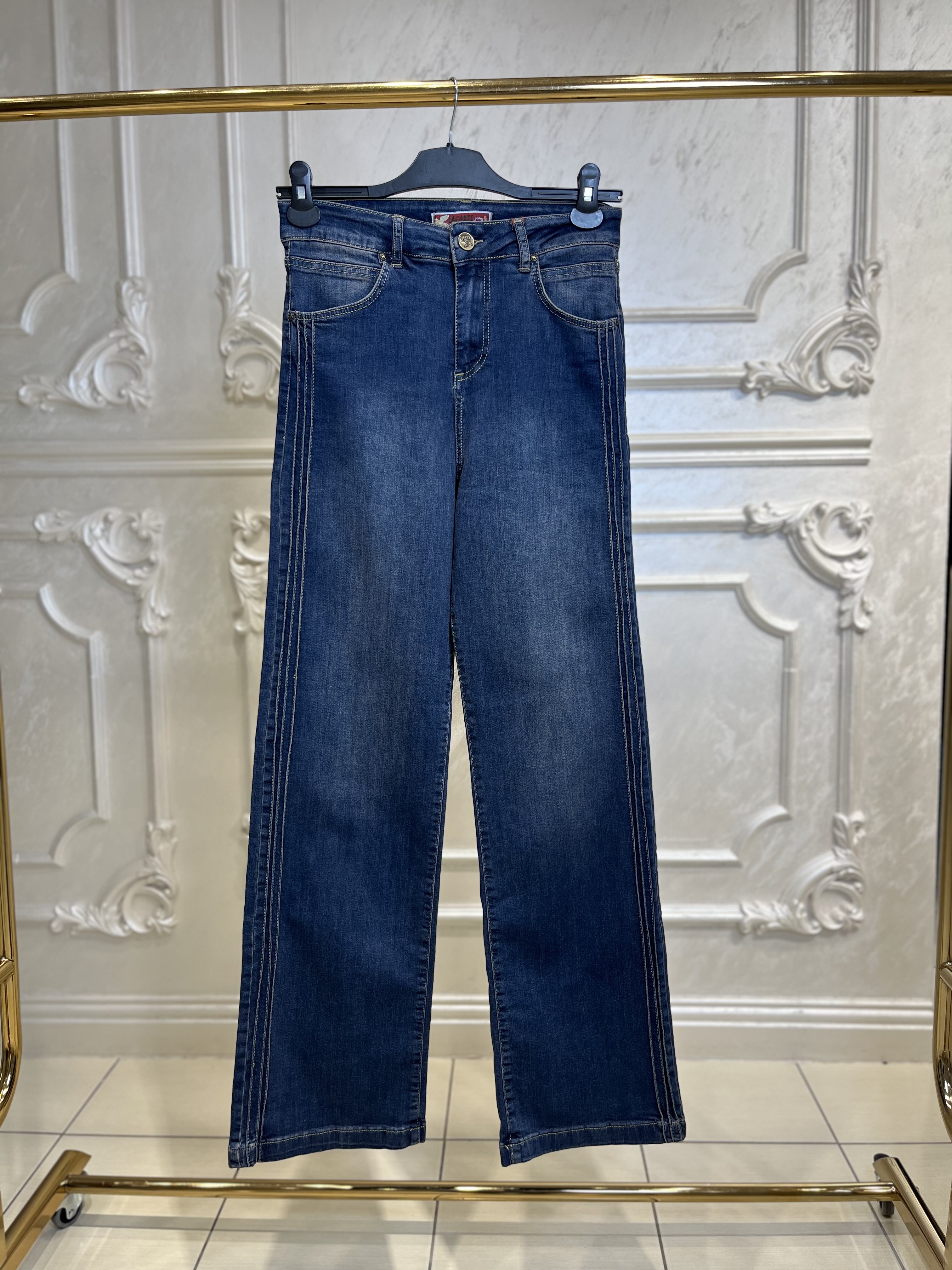 8027 Nervürlü Bol Paça Jean