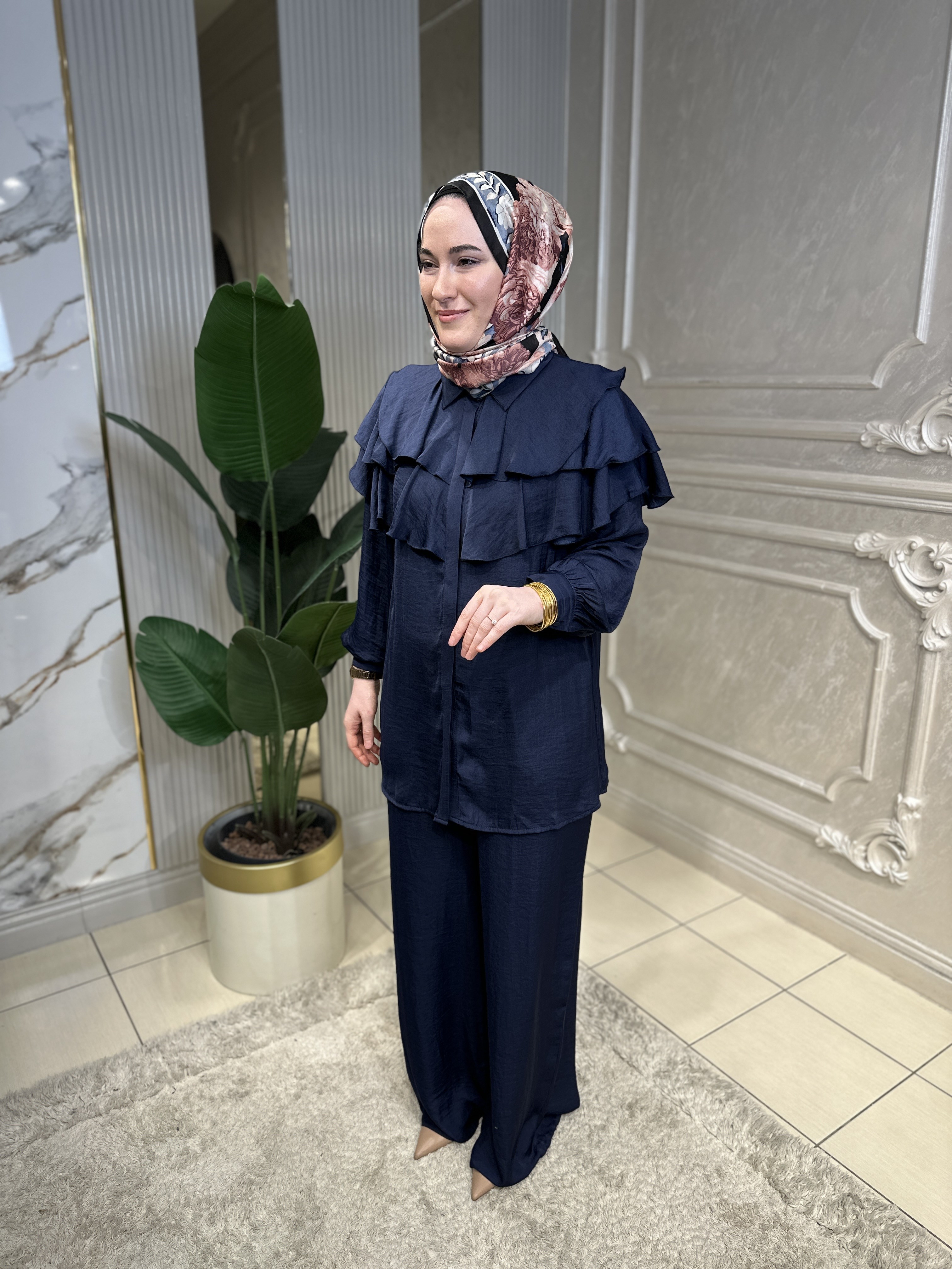 8541 Bel Kuşaklı Pantolon Takım