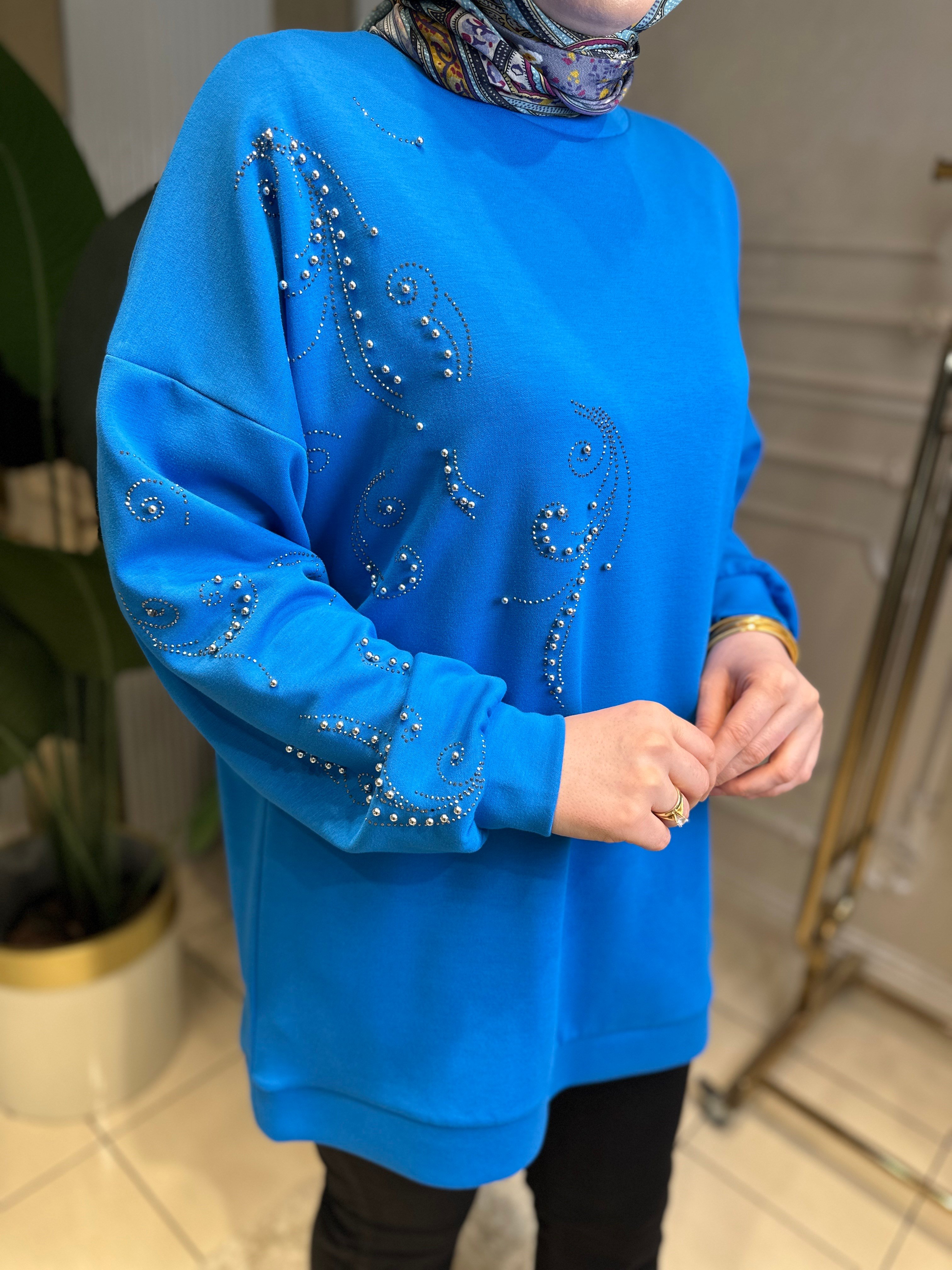 Ak1375 Taşlı Örme Tunik