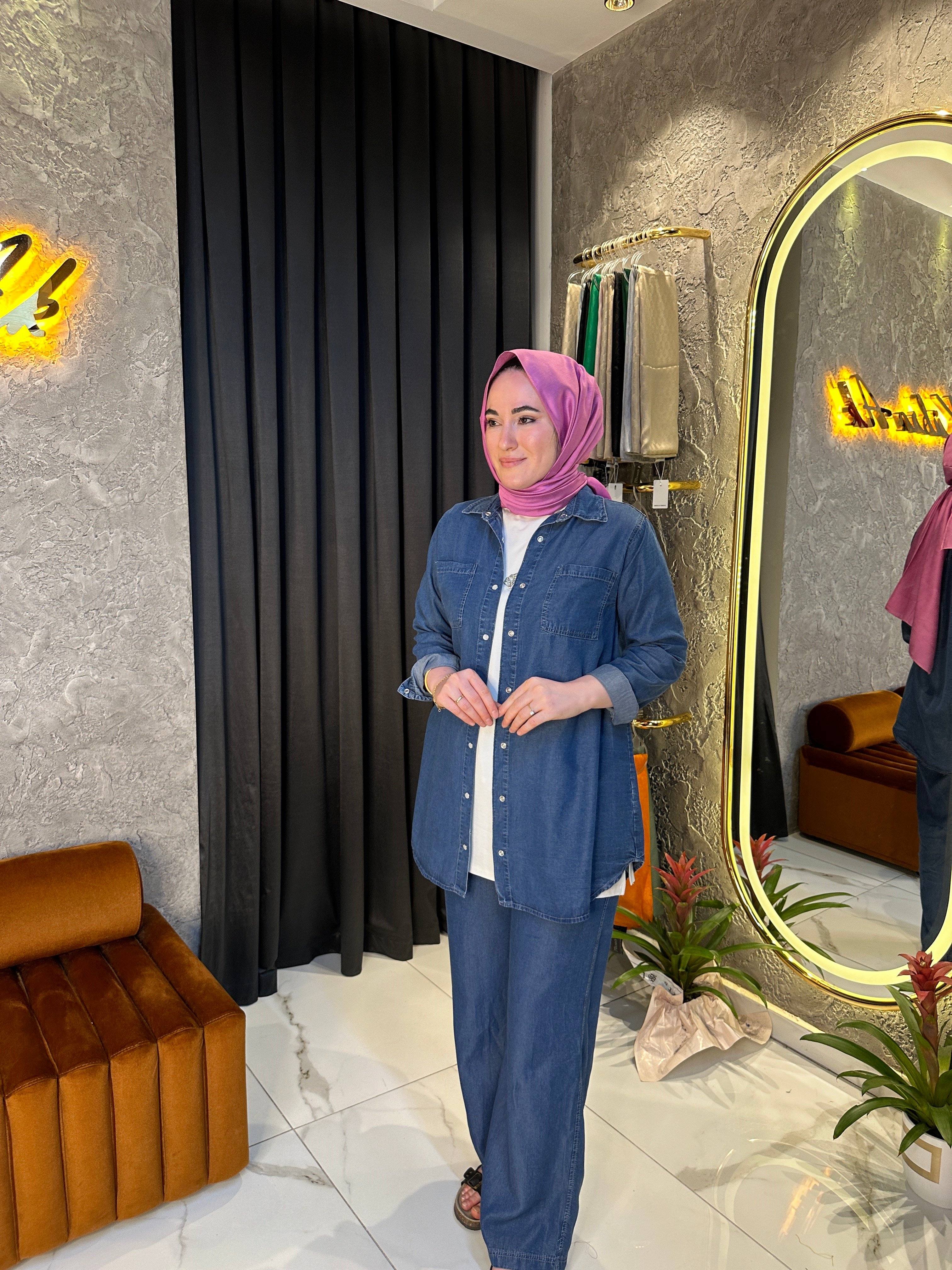Ak5503 Tencel Pantolonlu Takım