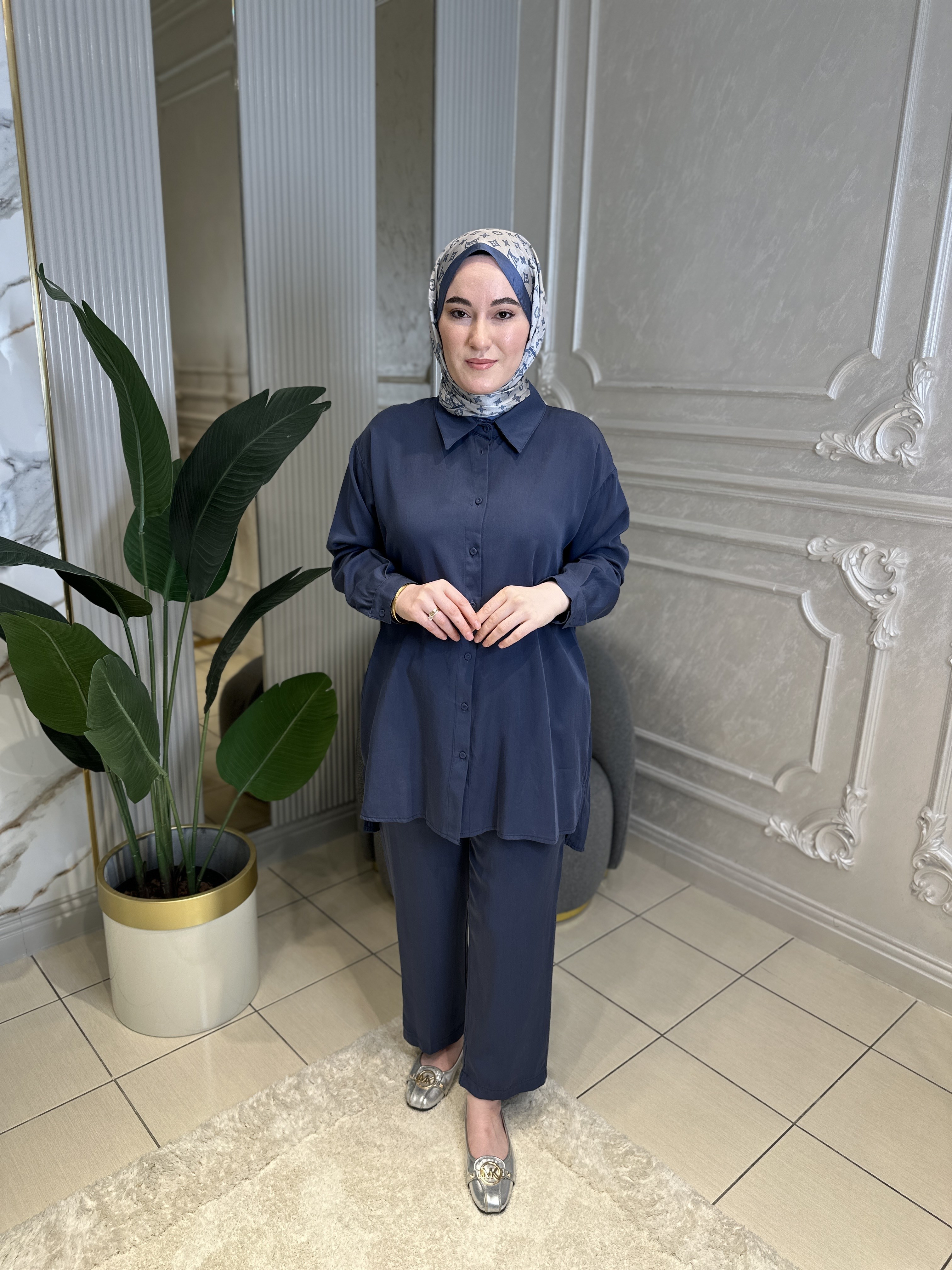 Ceremony5940 Gömleğinin Arkası Kraşlı Tencel Pantolon Takım