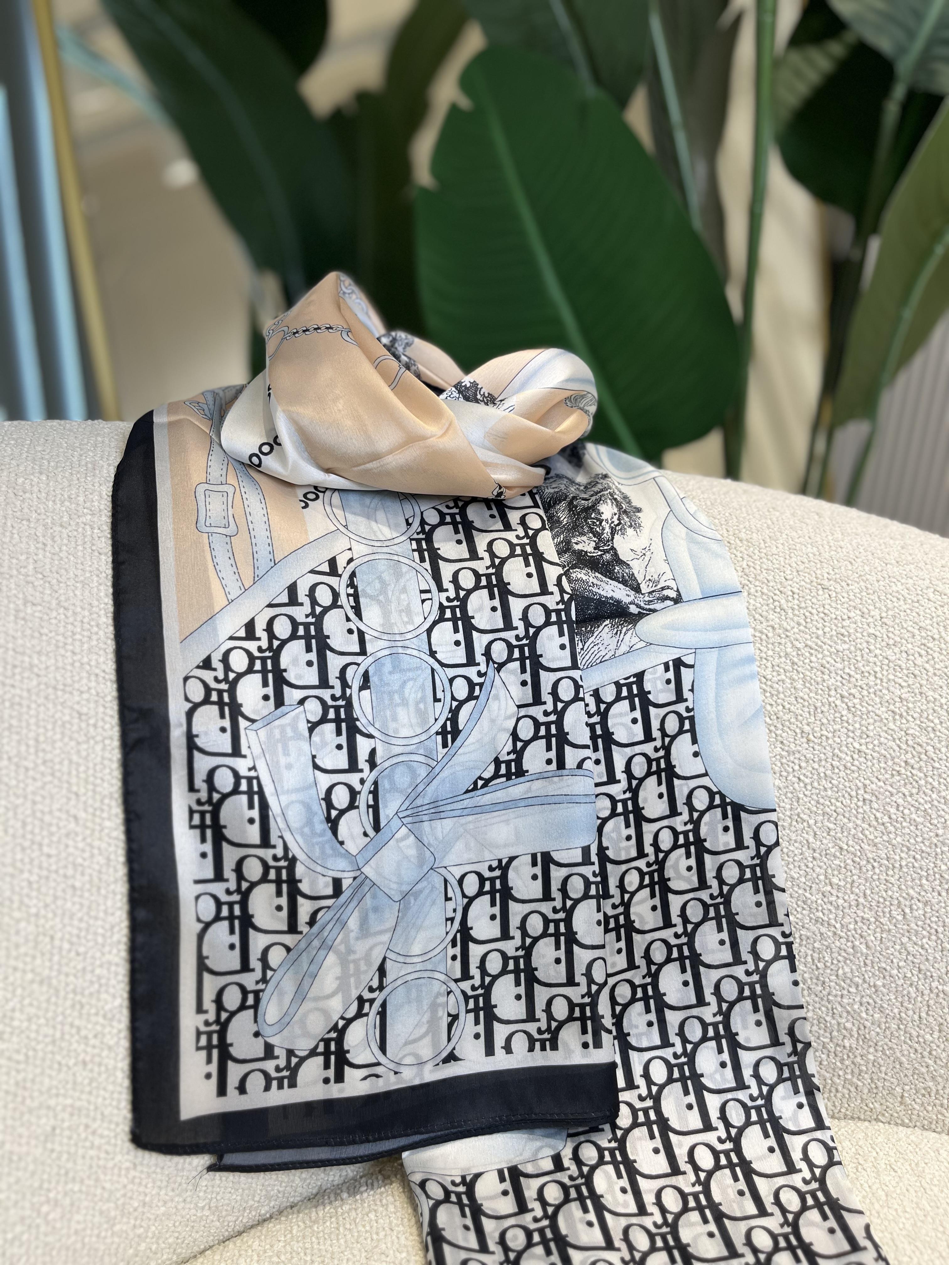 İthal Vual Dior Zincir Desen Şal
