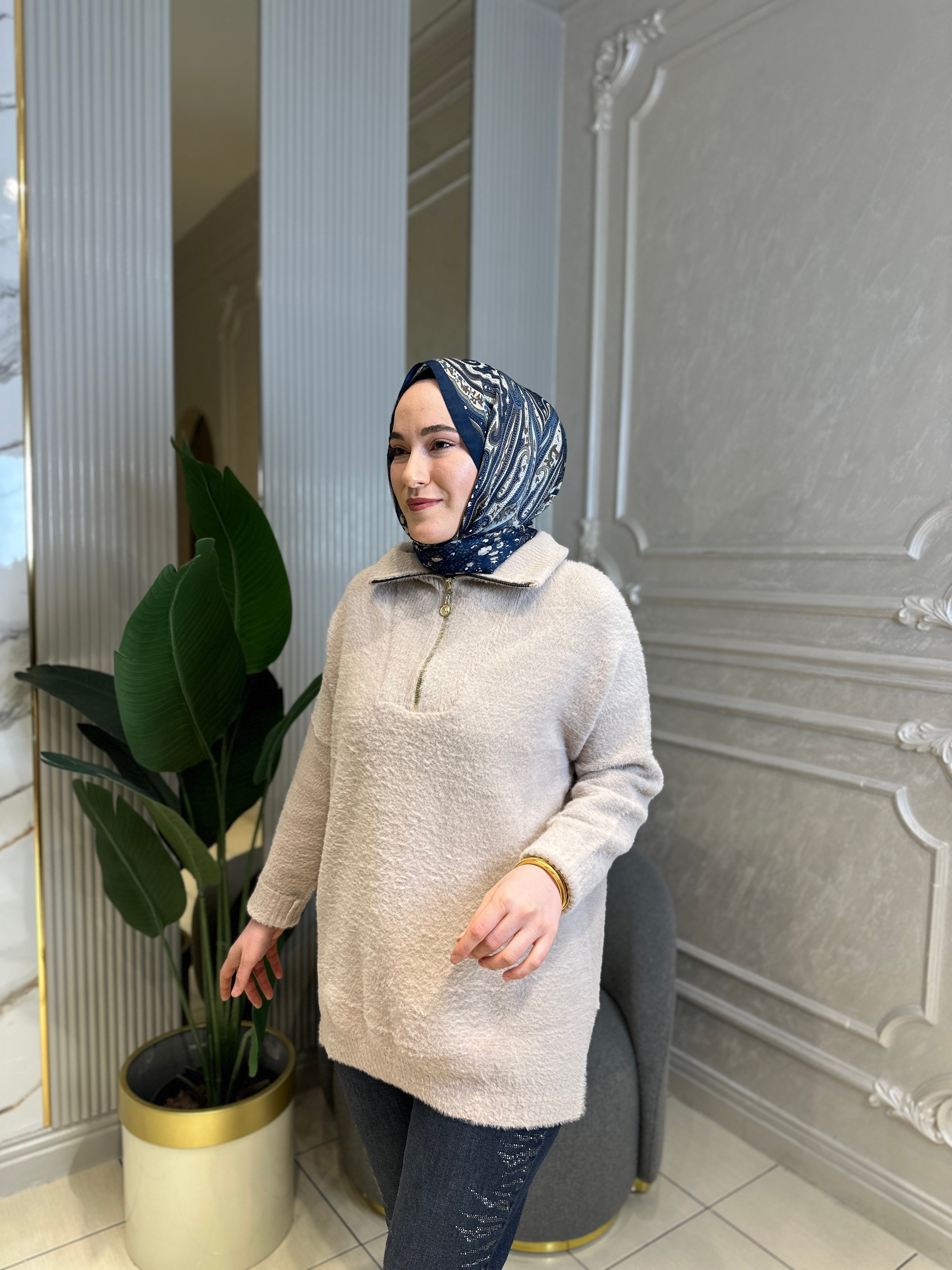 Missemramiss4577 Moderna Fermuarlı Kazak