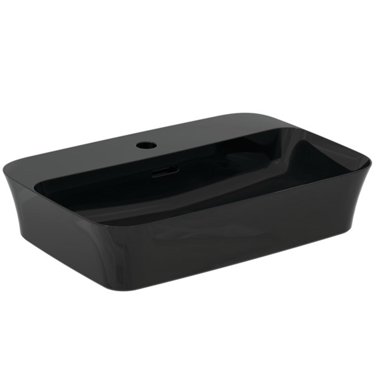 MARKA}Tezgah Üstü LavabolarE2077V2Ipalyss Tezgah Üstü Lavabo 55cm-Parlak Siyah