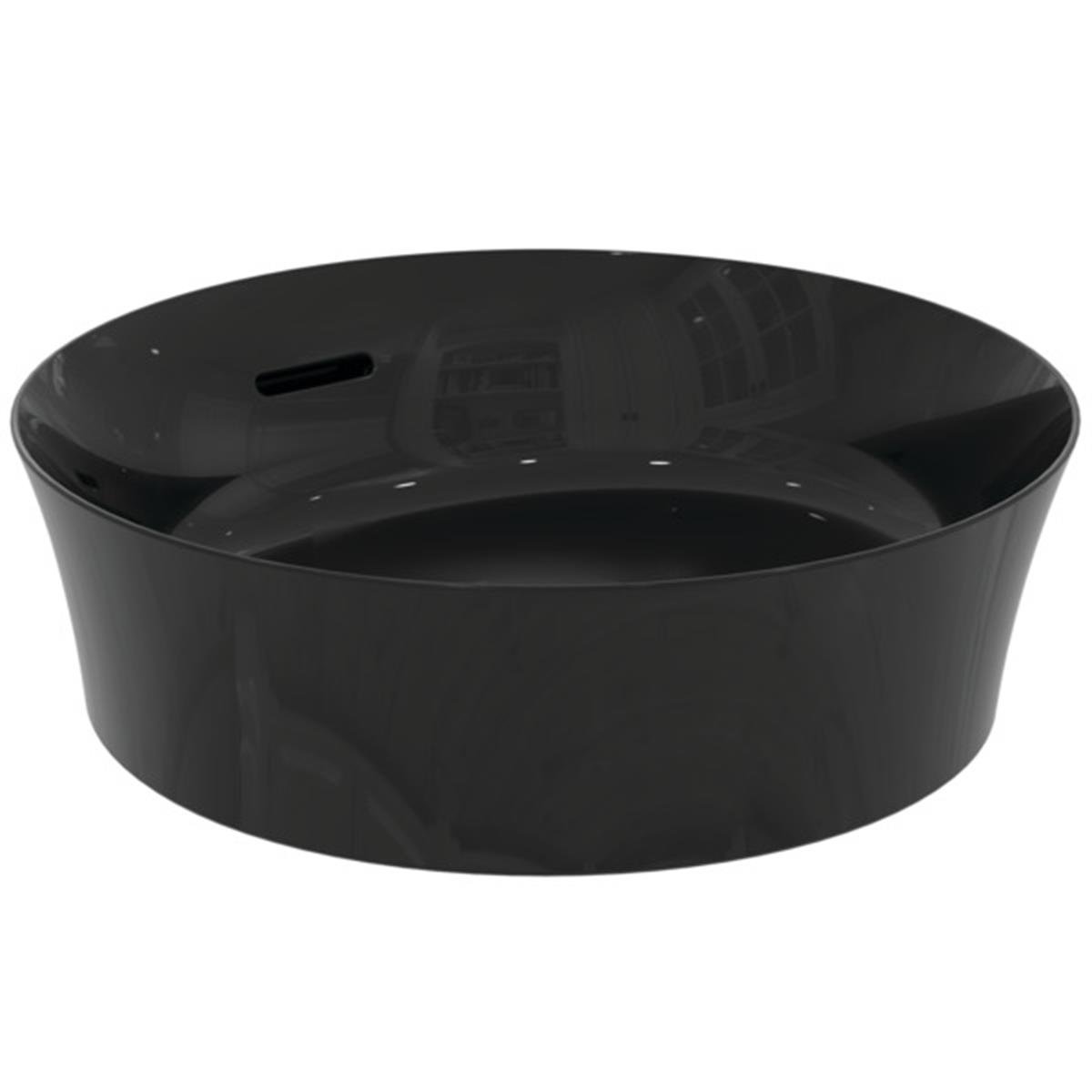 MARKA}Çanak LavabolarE1413V2Ipalyss Tezgah Üstü Yuvarlak Çanak Lavabo 40cm-Parlak Siyah