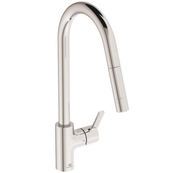MARKA}Kuğu Borulu Eviye BataryasıBD416AAİdeal Standard Gusto Spiralli Eviye Bataryası 2F-Chrome-Yuvarlak Borulu