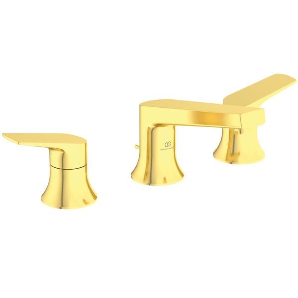 MARKA}Tezgah Üstü Lavabo BataryasıBD661A2İdeal Standard La Dolce Vita 3 Delikli Lavabo Bataryası-Brushed Gold-Sifon Kumandalı