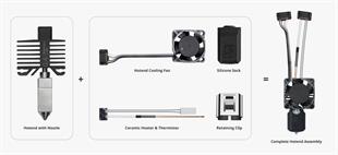 Bambu Lab FAH001-P – P1 Serisi Complete Hotend Assembly (0,4 mm Sertleştirilmiş Çelik Nozul / Full Unit)