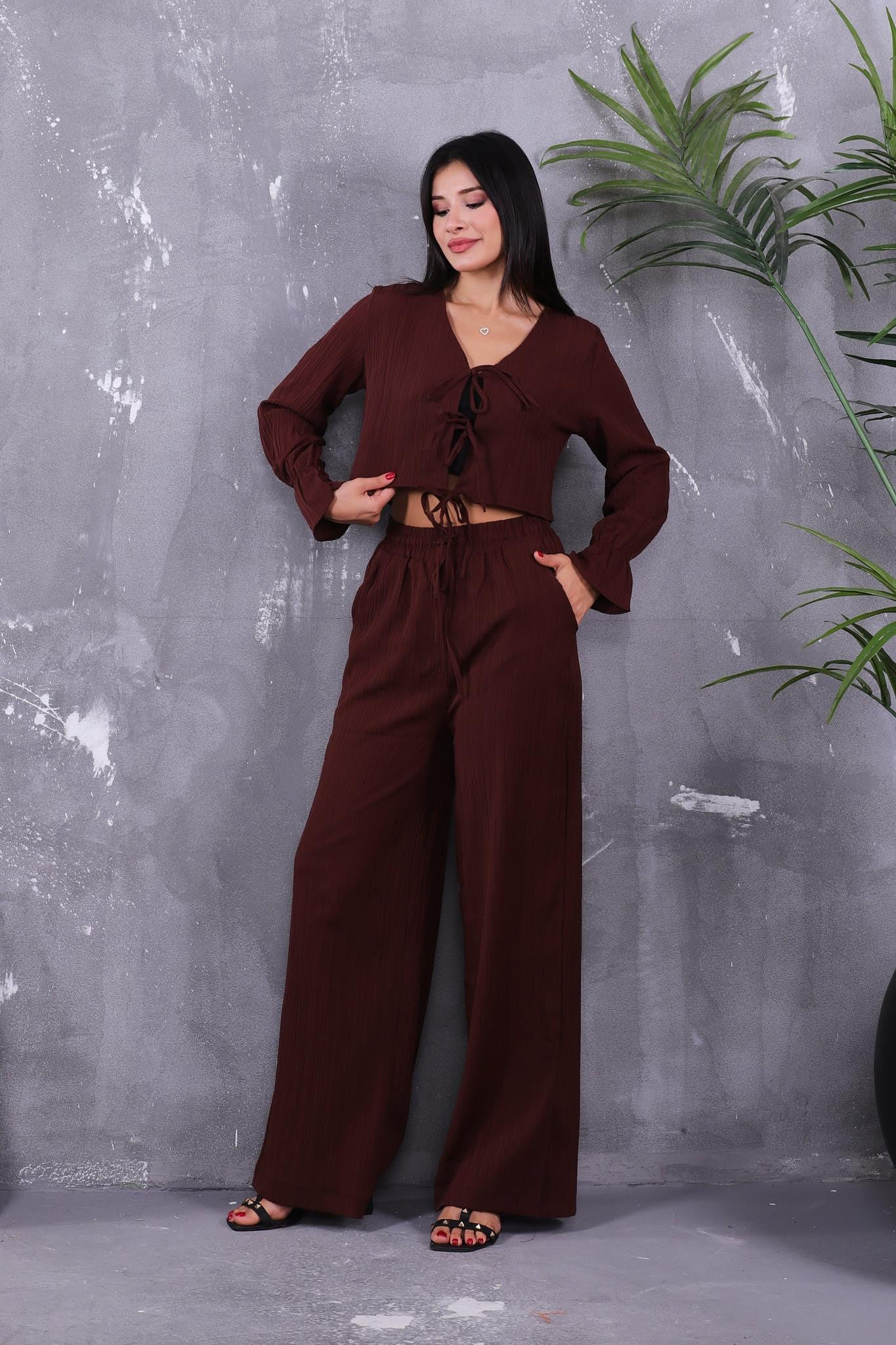 Bağcıklı Keten Takım