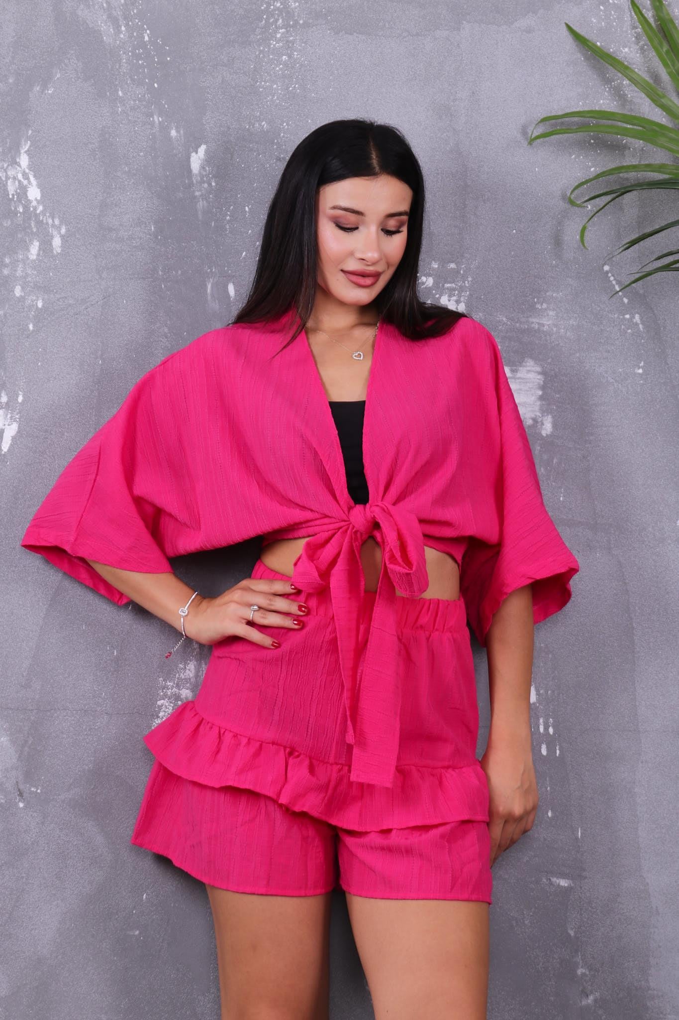 Bağlama Detaylı Eteği Şortlu Takım