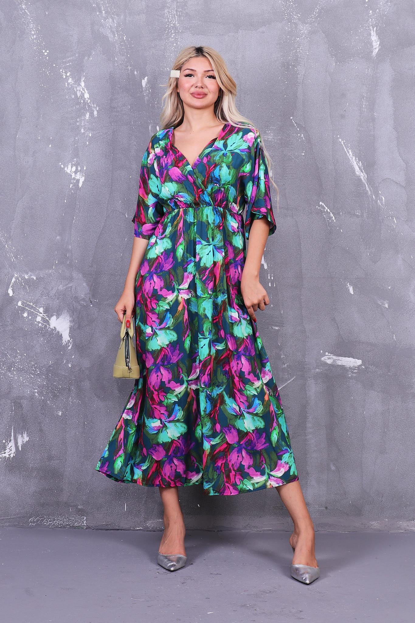 Beli Lastikli Yarasa Kol Elbise