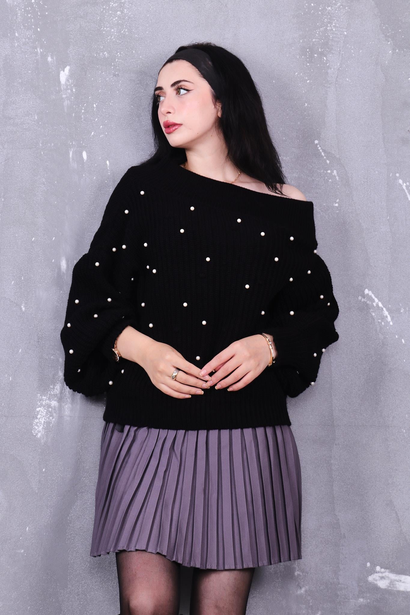 İnci Detaylı Oversize Kazak