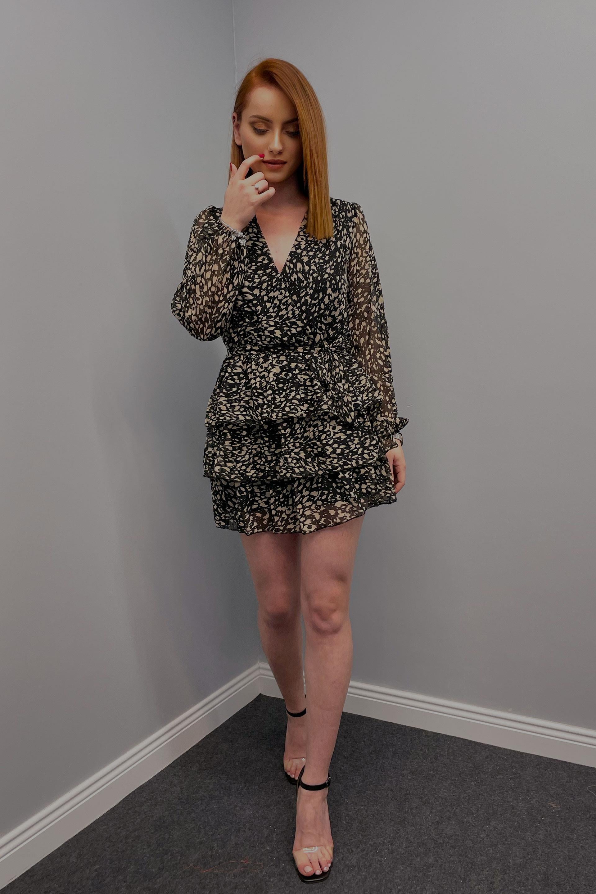 Kadın Katlı Kemerli Elbise Siyah