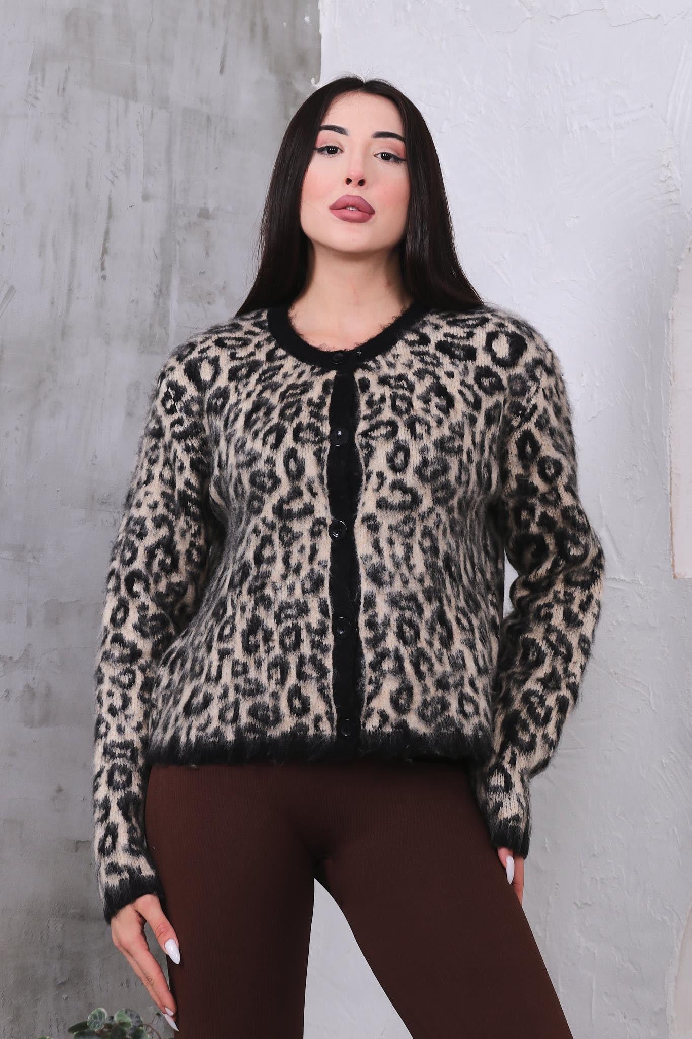 Leopar Desen Hırka