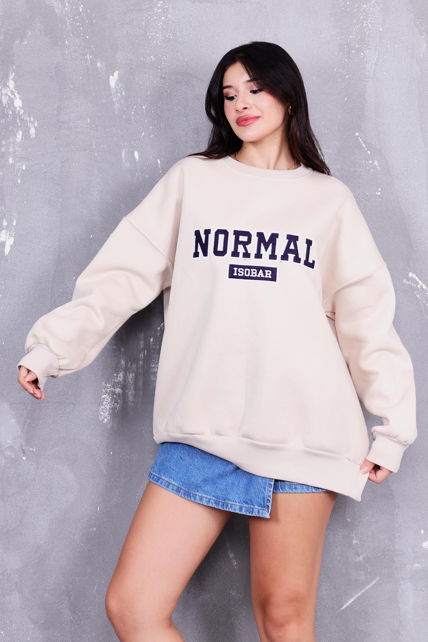 Normal Baskılı İçi Şardonlu Sweatshirt