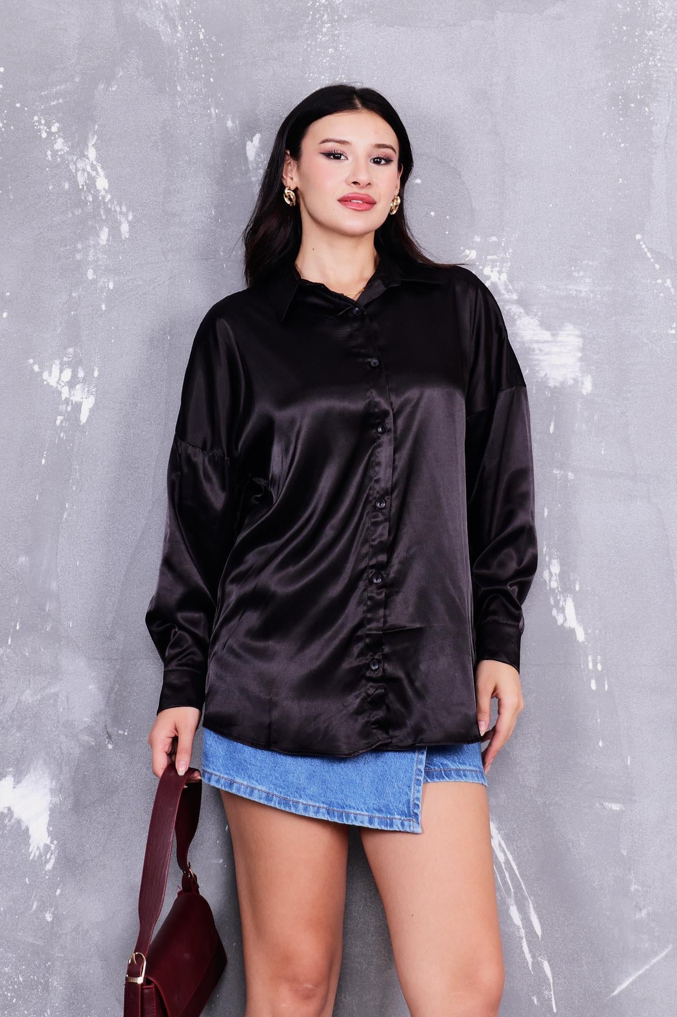Oversize Saten Gömlek