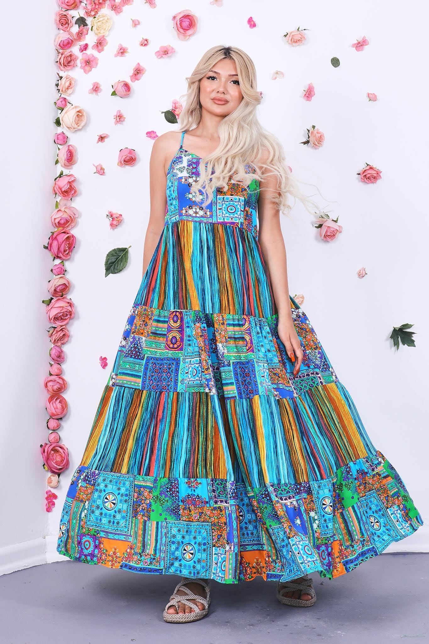 Askılı Kat Kat Pamuklu Elbise