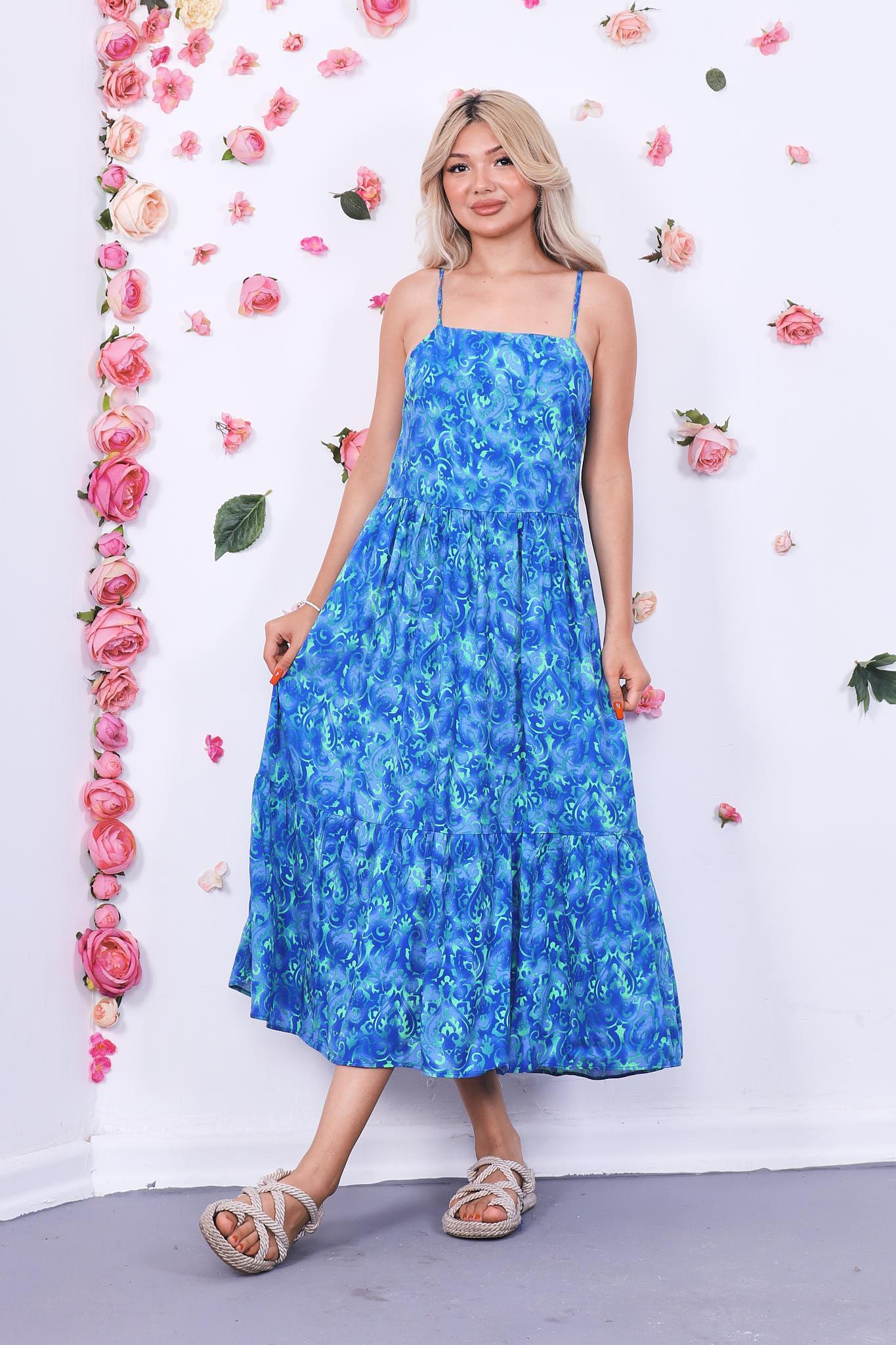 Askılı Pileli Elbise