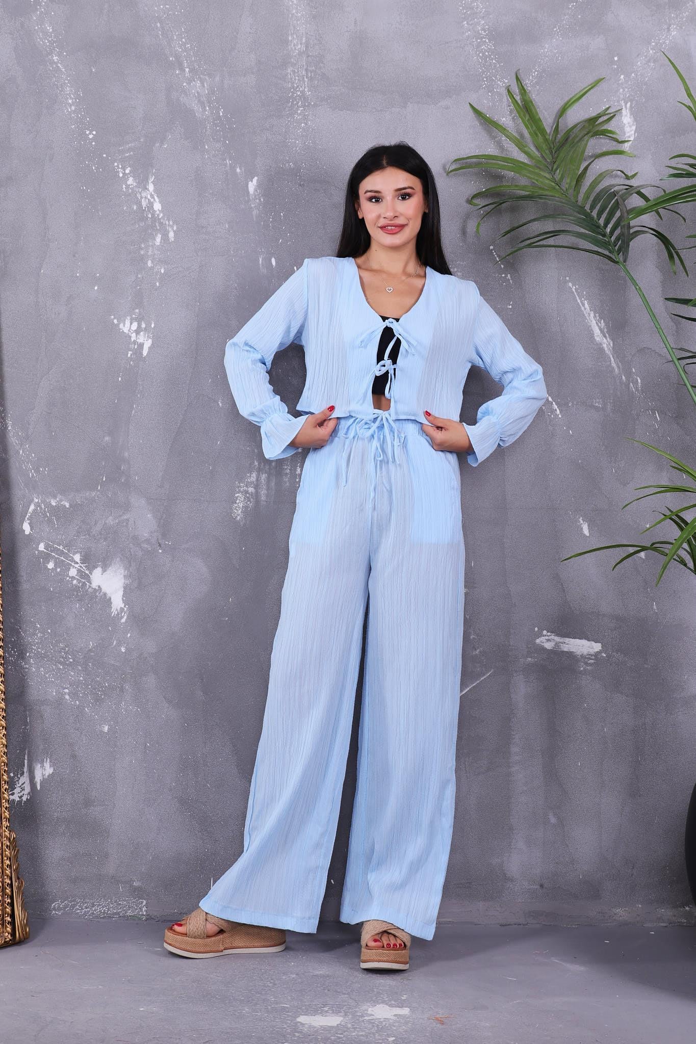 Bağcıklı Keten Takım