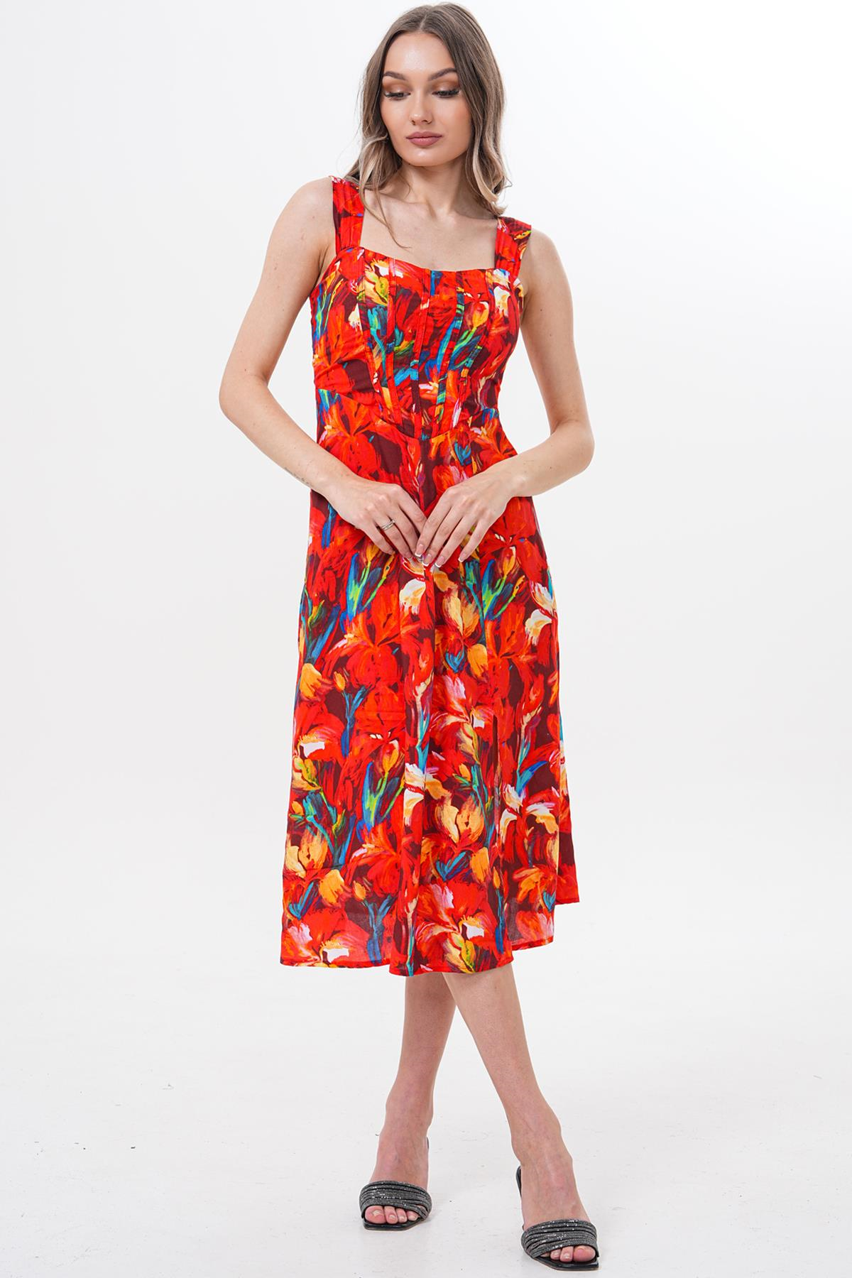 Balenli Kalın Askılı Elbise