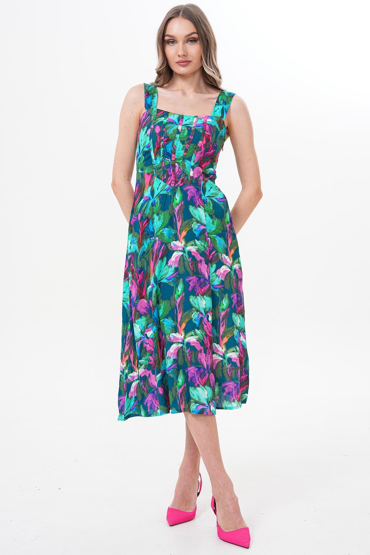 Balenli Kalın Askılı Elbise