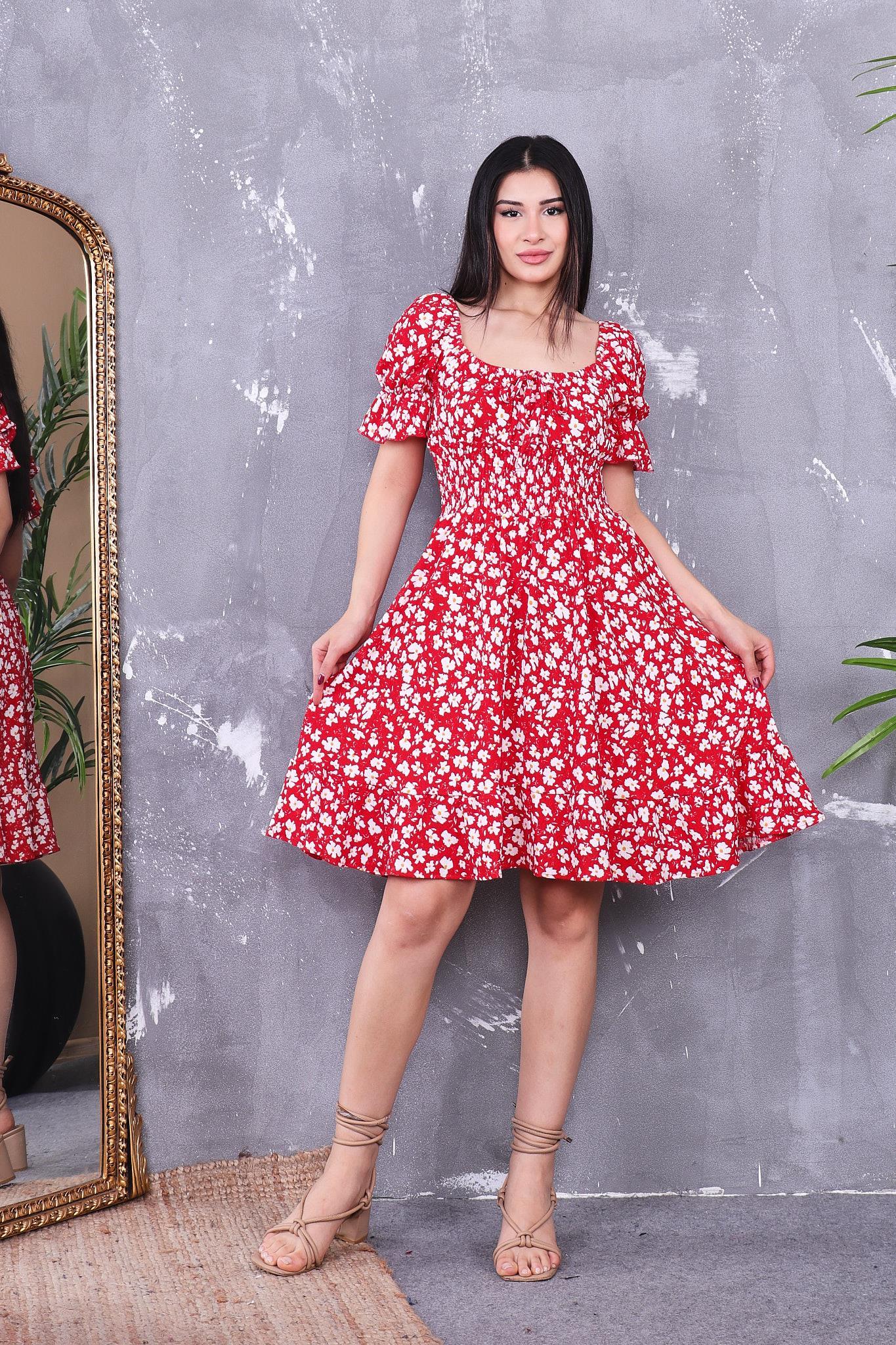 Beli Gipeli Çiçekli Elbise