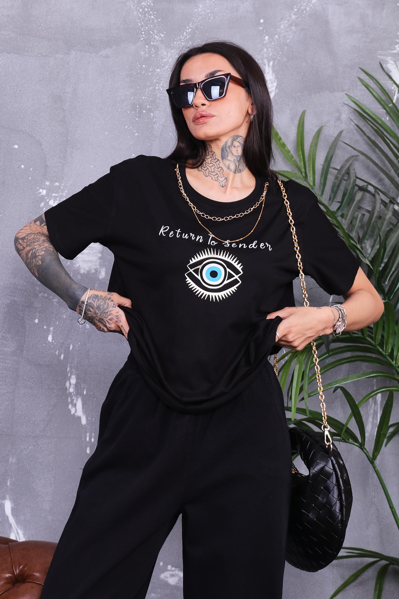 Çıkarılabilen Kolye Detaylı Pamuklu Tshirt
