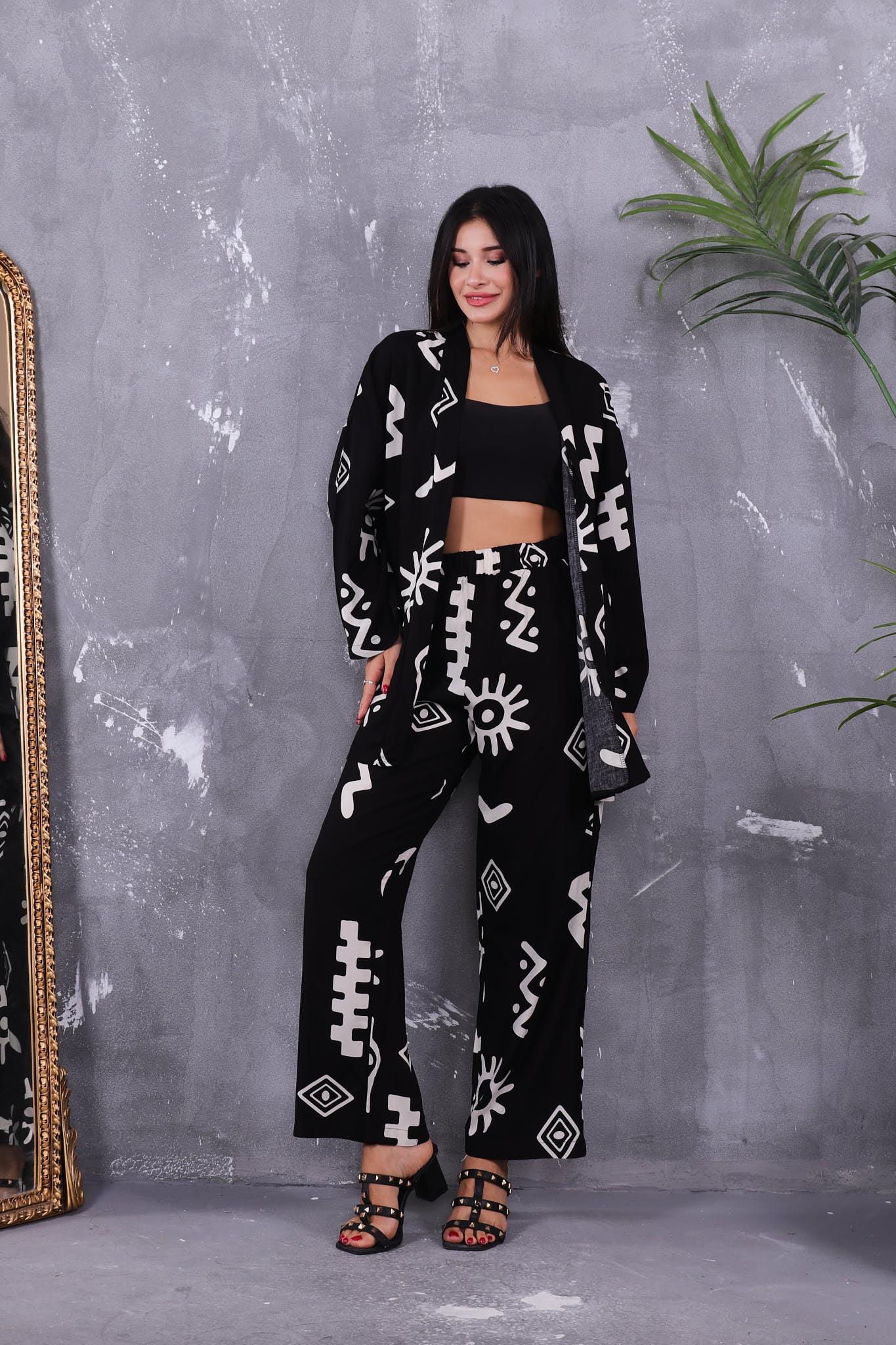 Desenli Kimono Takım