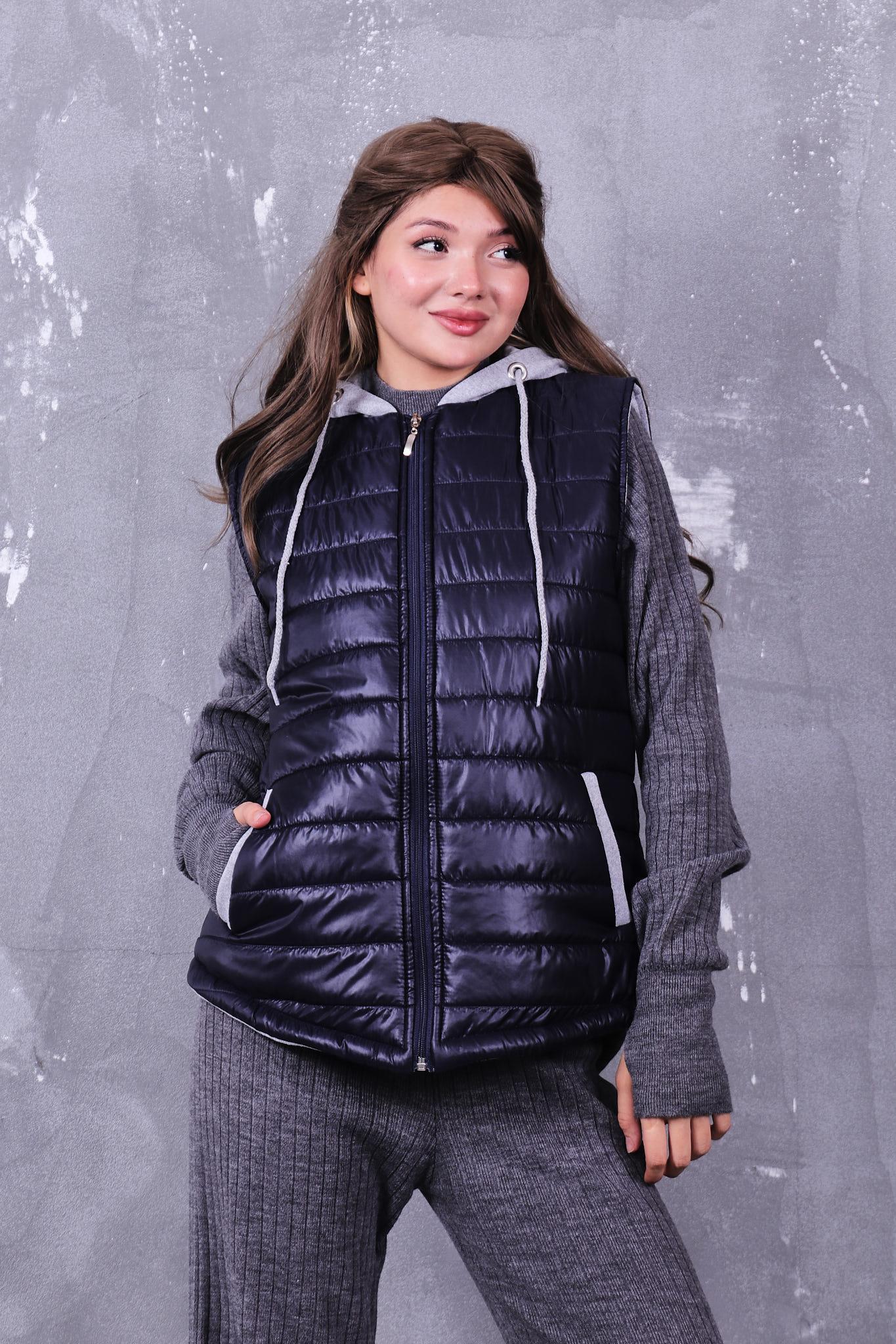 Fermuarlı Kapüşonlu Şişme Yelek