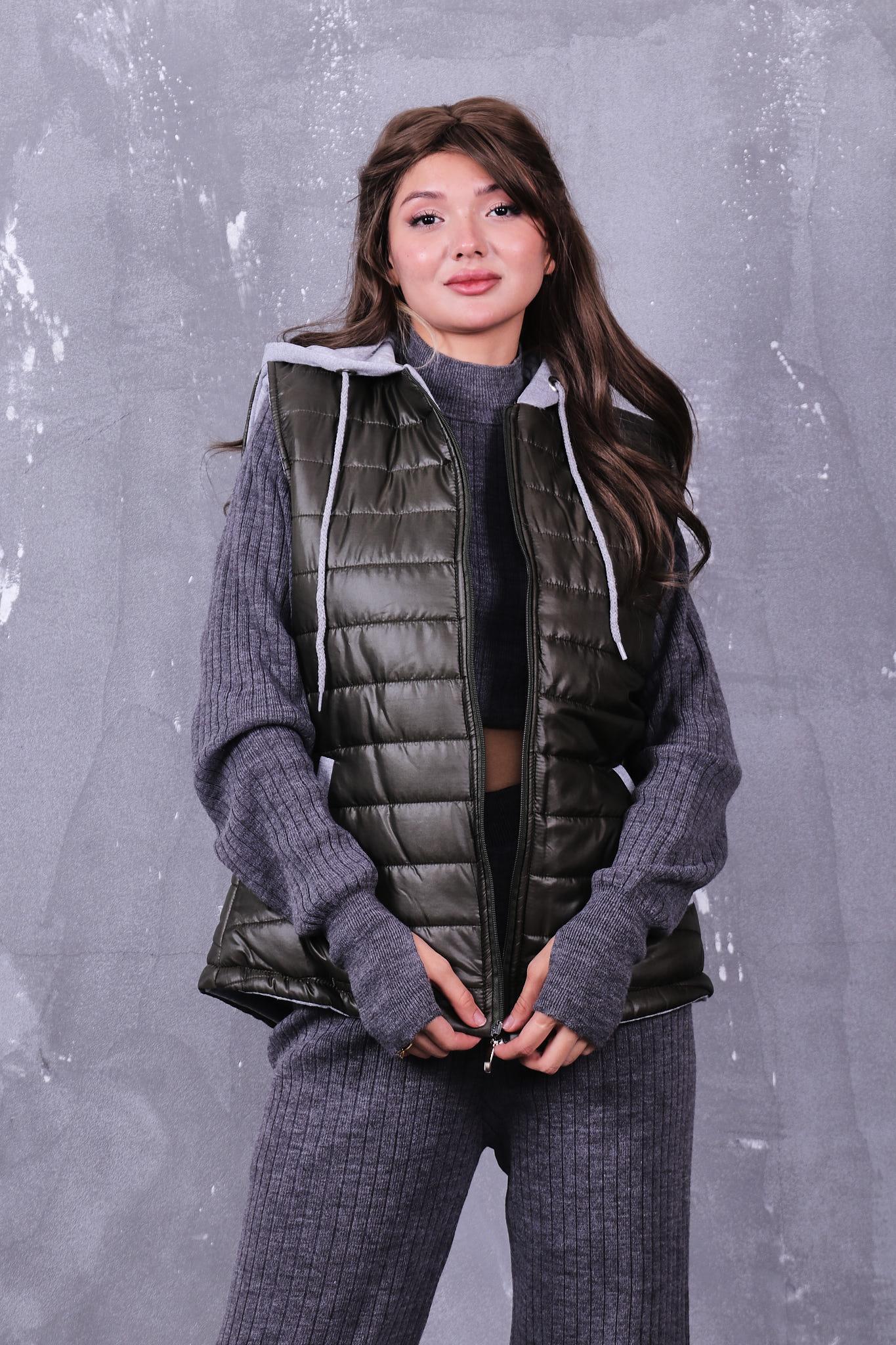 Fermuarlı Kapüşonlu Şişme Yelek