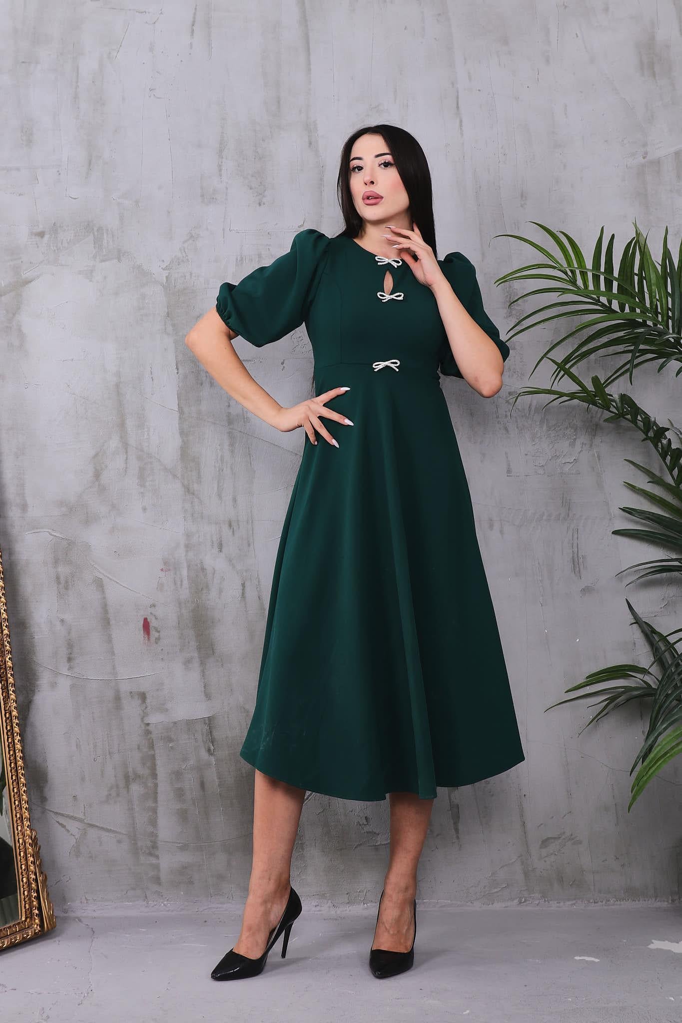 Fiyonk Detaylı Krep Elbise