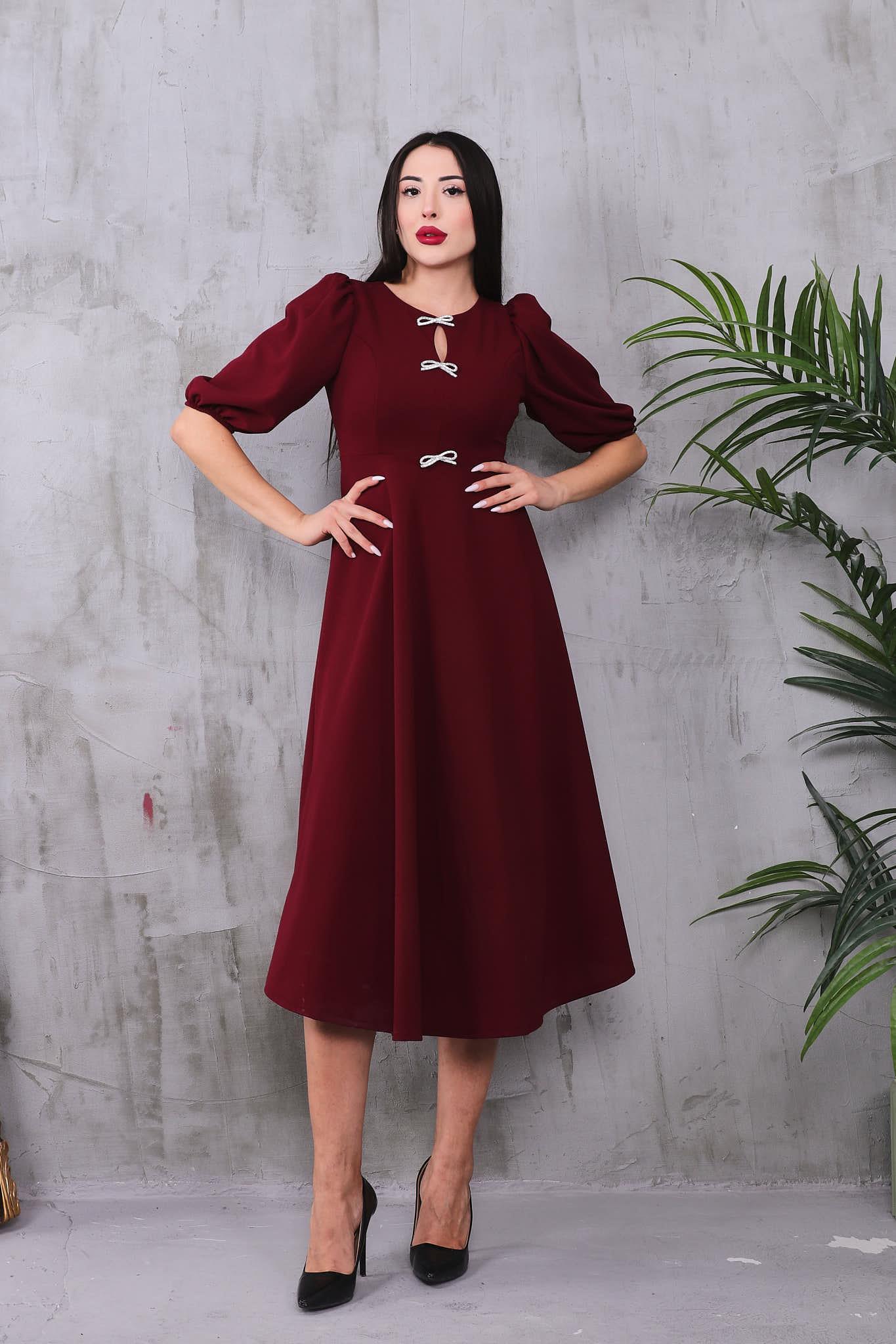 Fiyonk Detaylı Krep Elbise