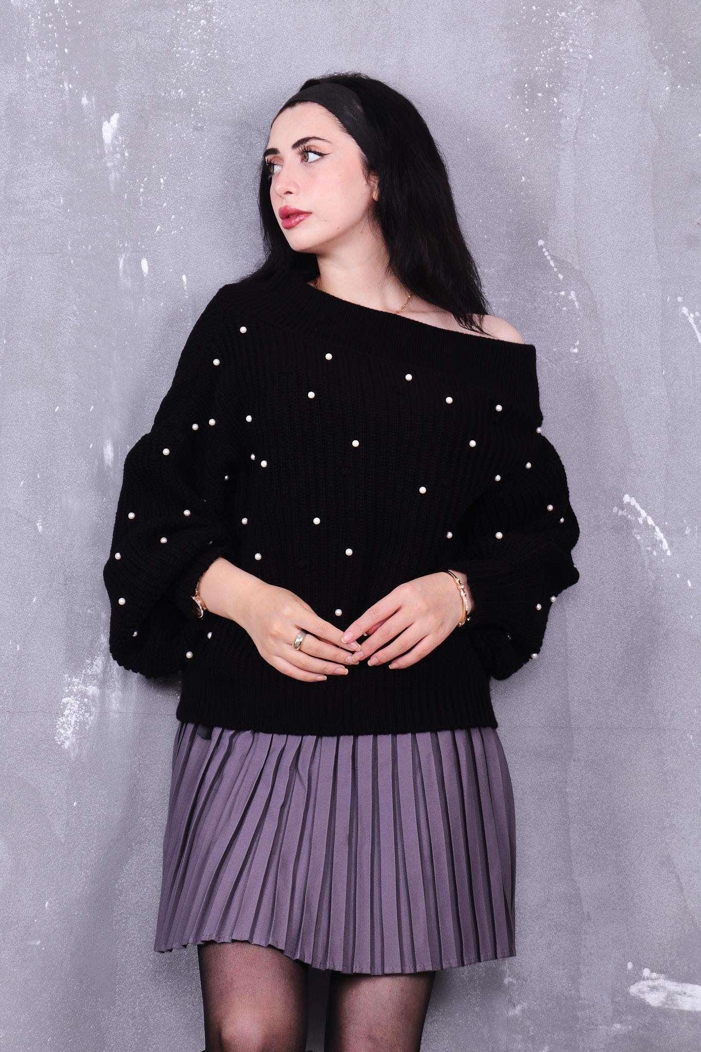 İnci Detaylı Oversize Kazak