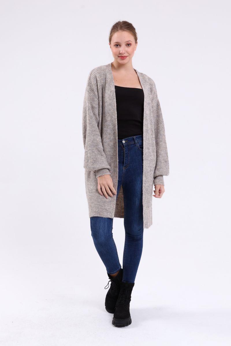 Kadın Basic Oversize Hırka Gri