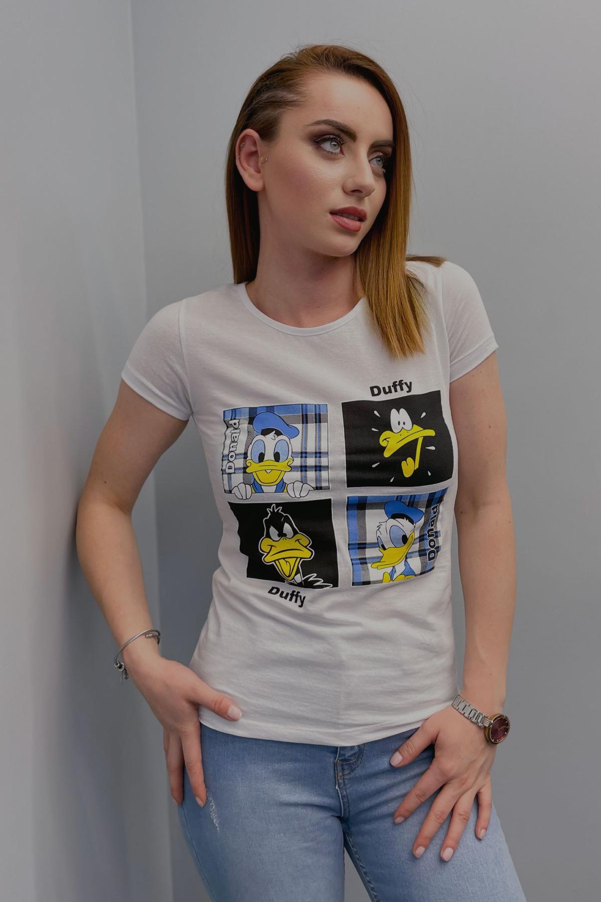 Kadın Baskılı T-Shirt Beyaz