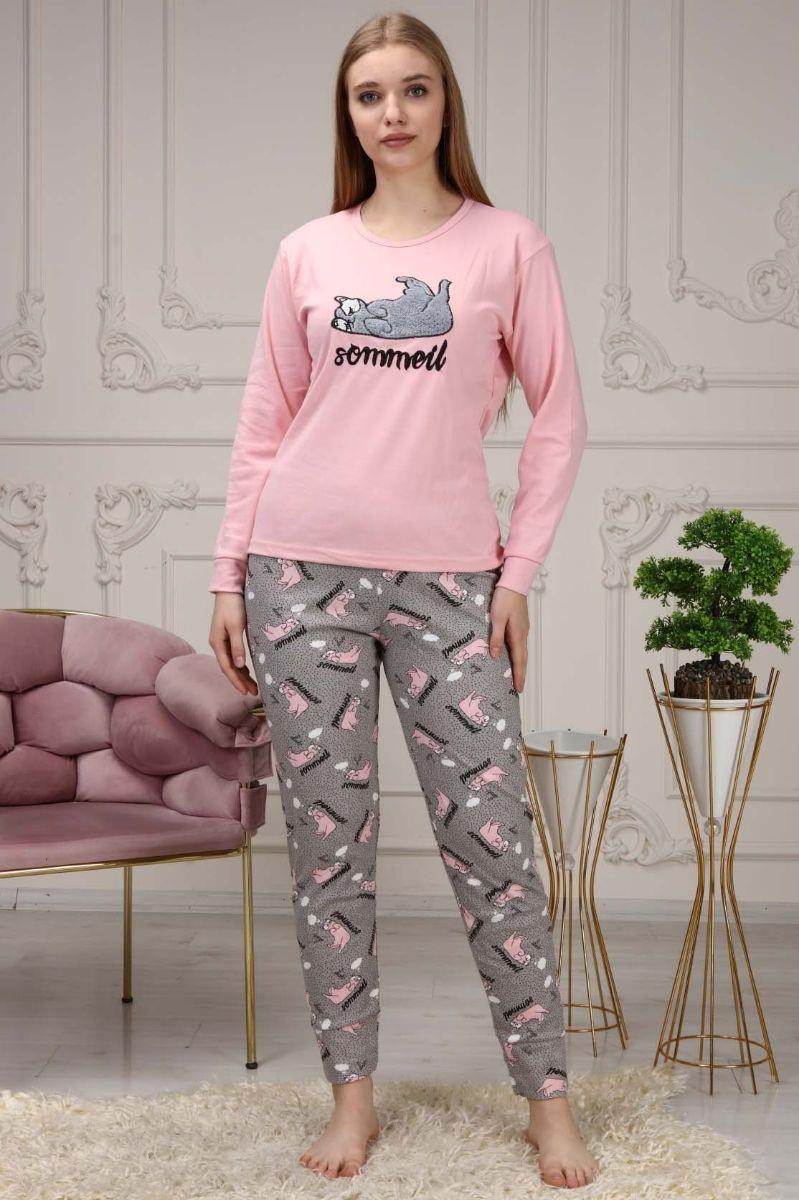 Kadın Nakışlı Pijama Takımı Pembe