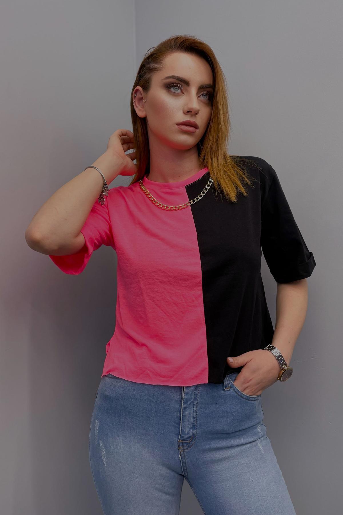 Kadın Zincirli Bluz Fuşya