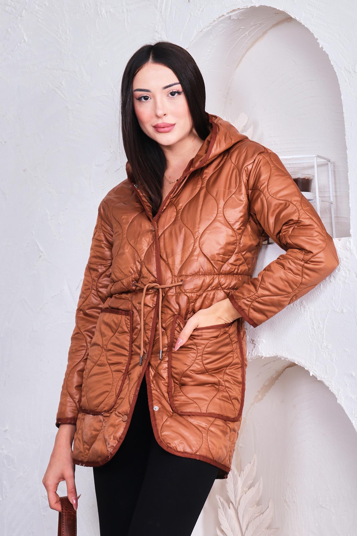 Kapitone Cepli Kısa Mont