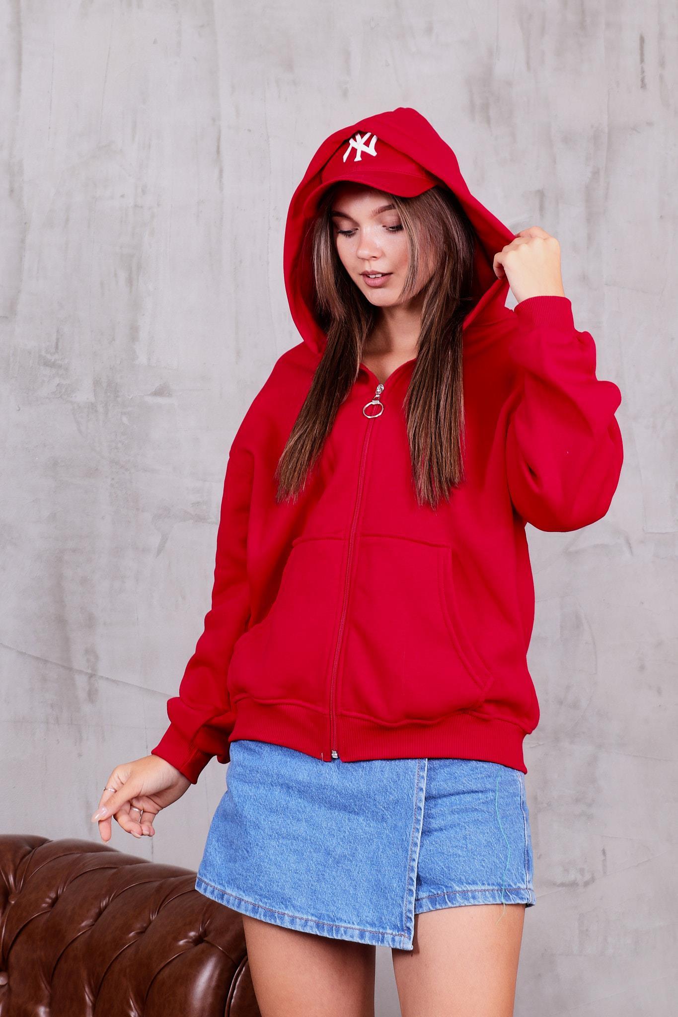 Kapüşonlu Fermuarlı İçi Şardonlu Sweatshirt