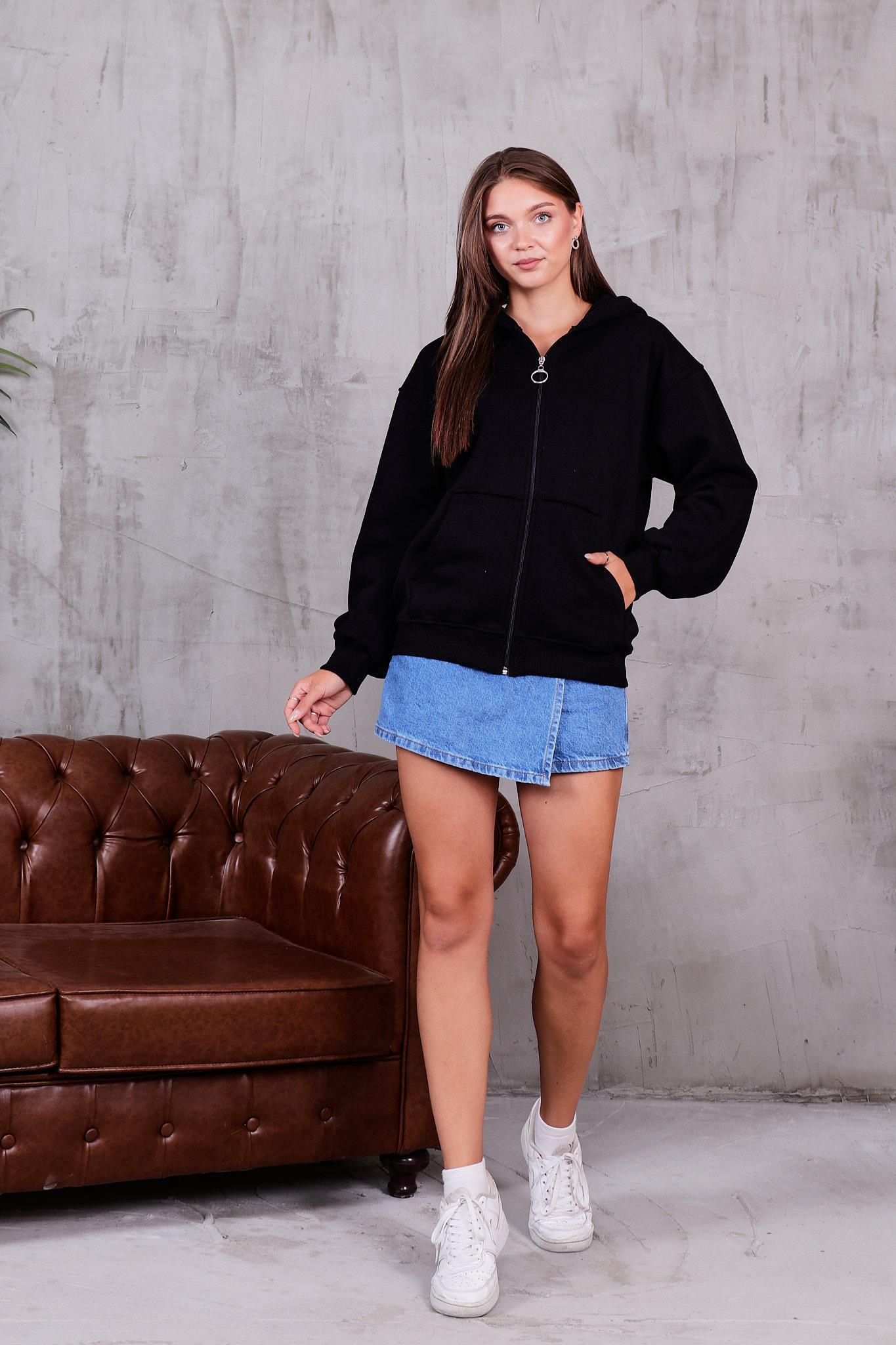 Kapüşonlu Fermuarlı İçi Şardonlu Sweatshirt
