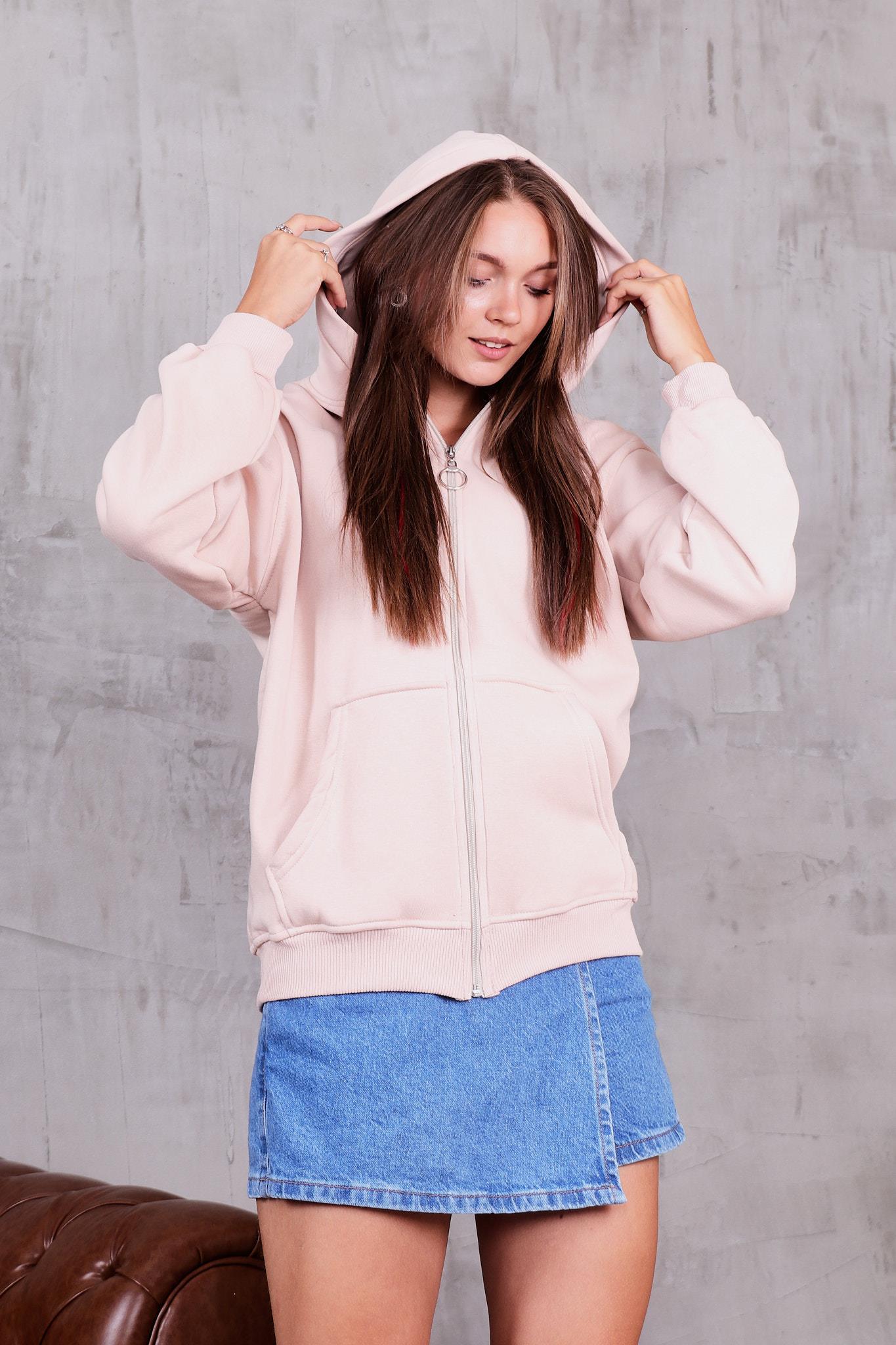 Kapüşonlu Fermuarlı İçi Şardonlu Sweatshirt