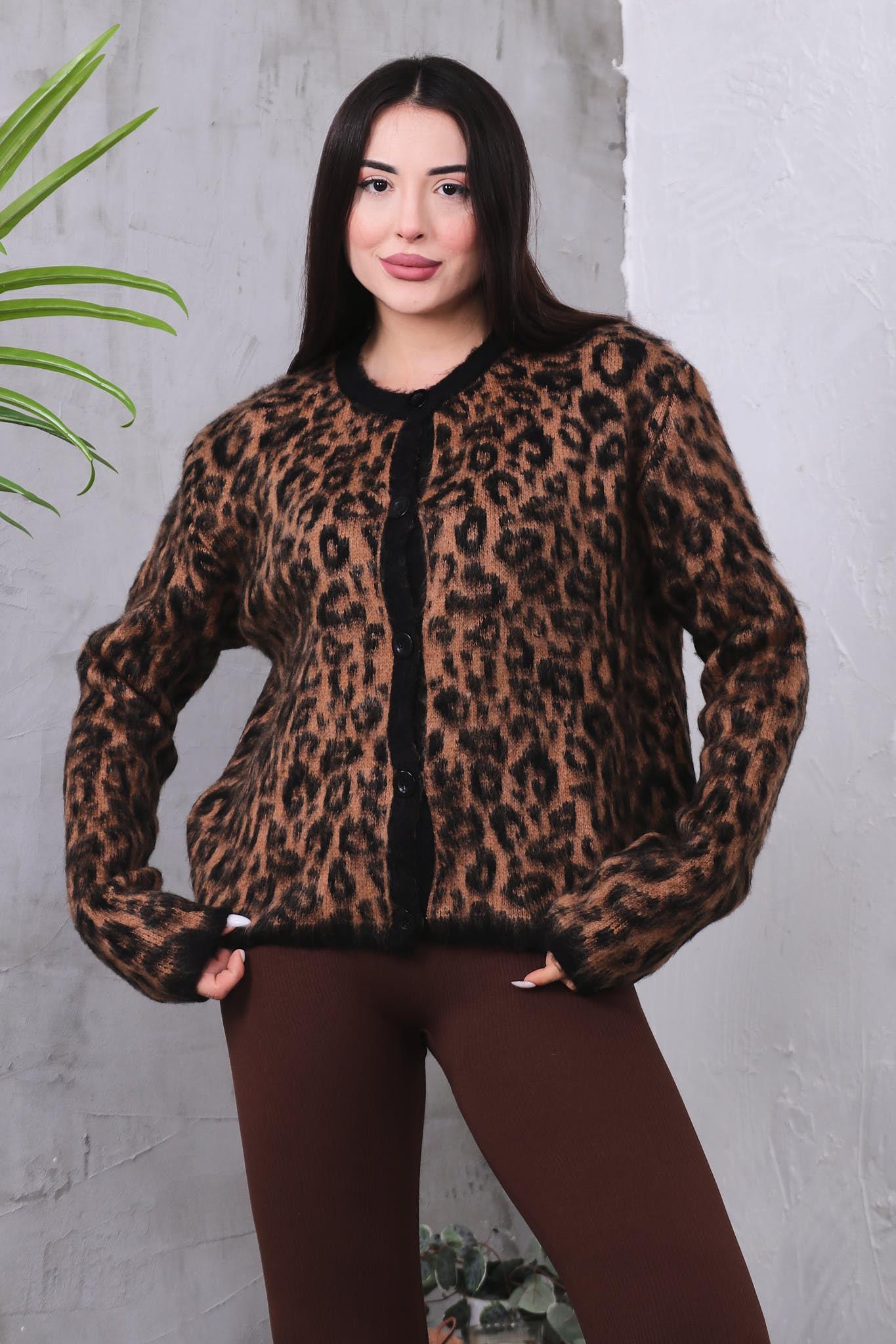 Leopar Desen Hırka