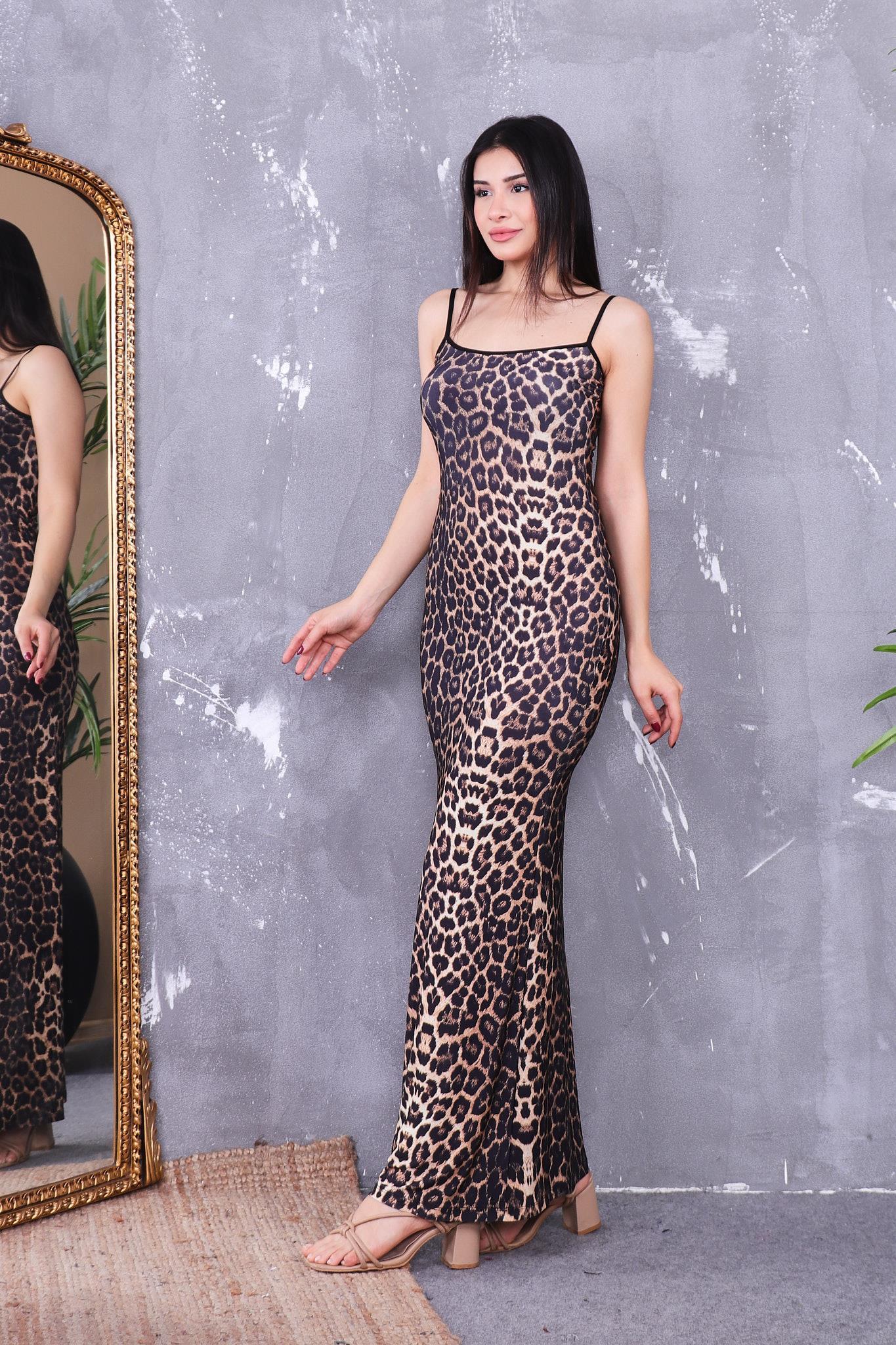 Leopar Likralı Elbise