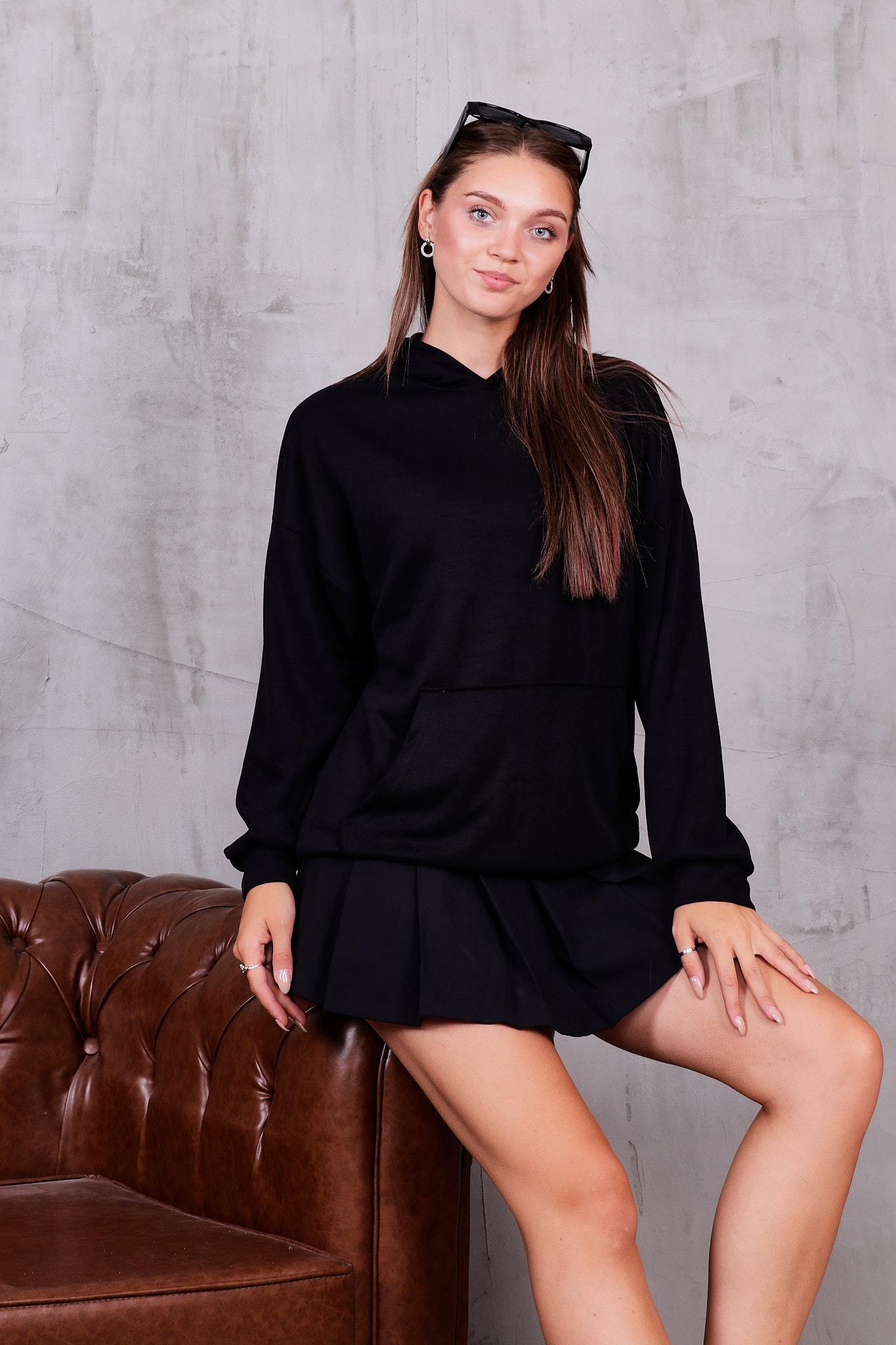 Modal Kumaş Kapüşonlu Cepli Sweatshirt