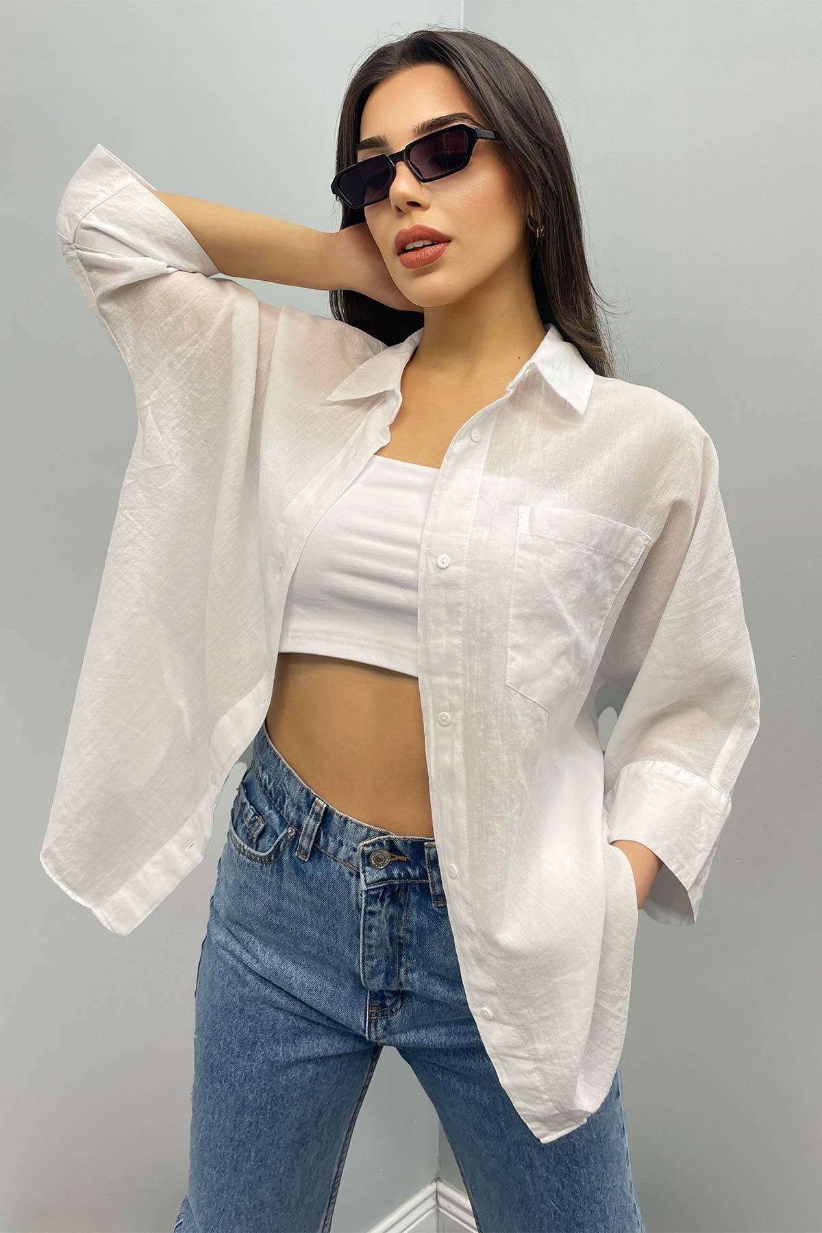 Pamuklu Oversize Gömlek